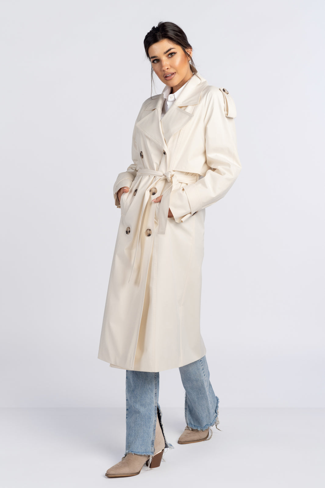 AMANDA ecru trench coat
