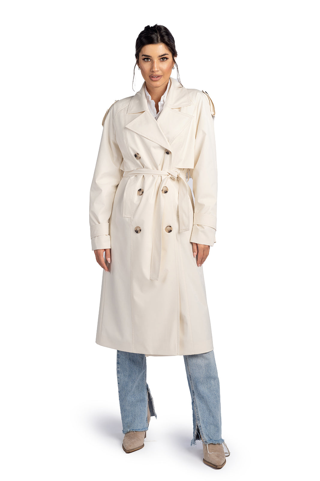 AMANDA ecru trench coat