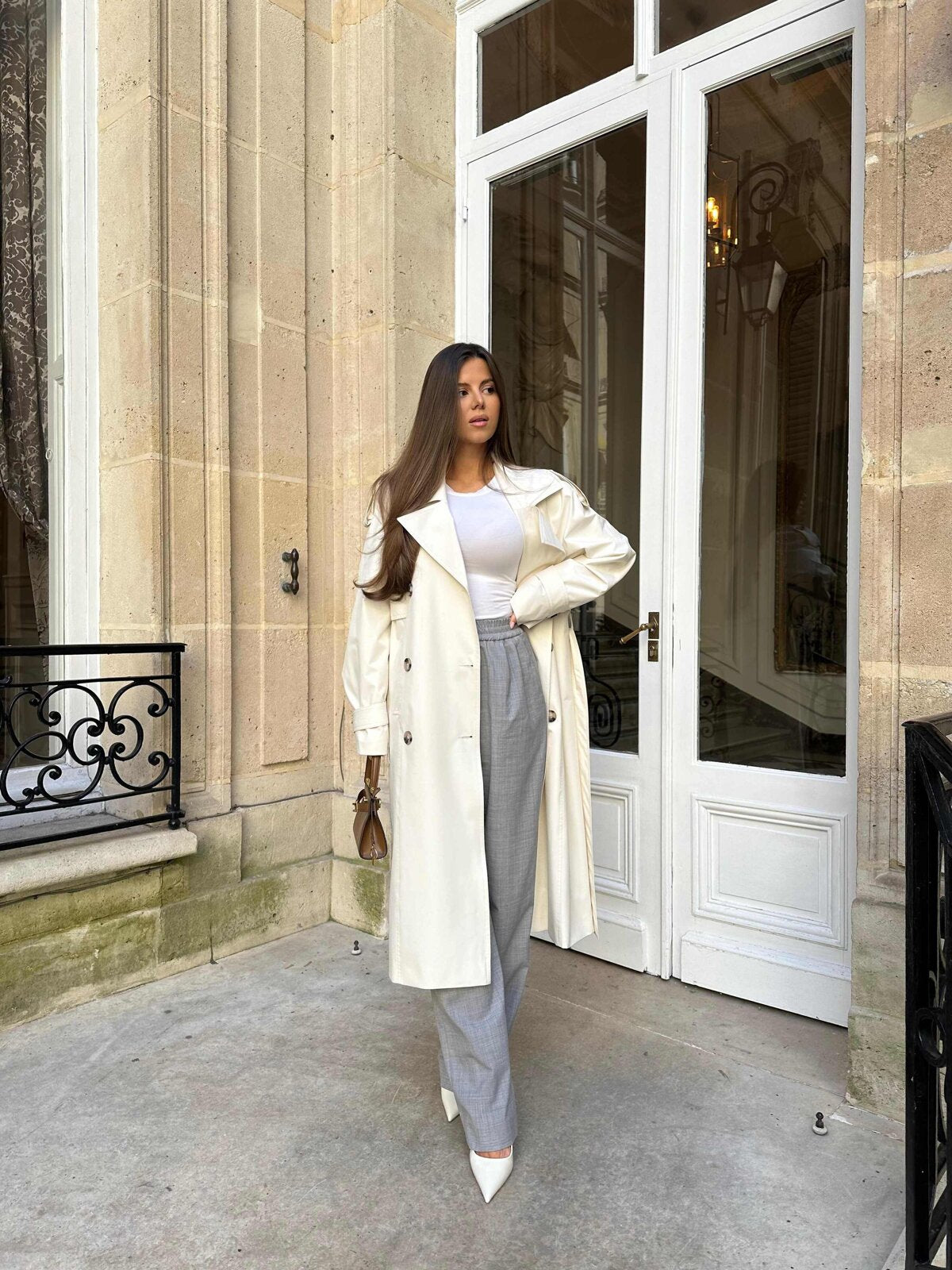 AMANDA ecru trench coat