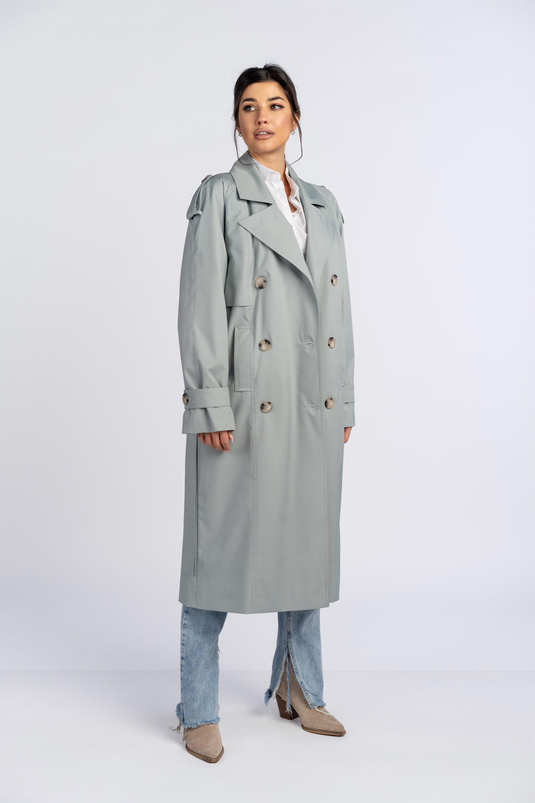 AMANDA mint trench coat