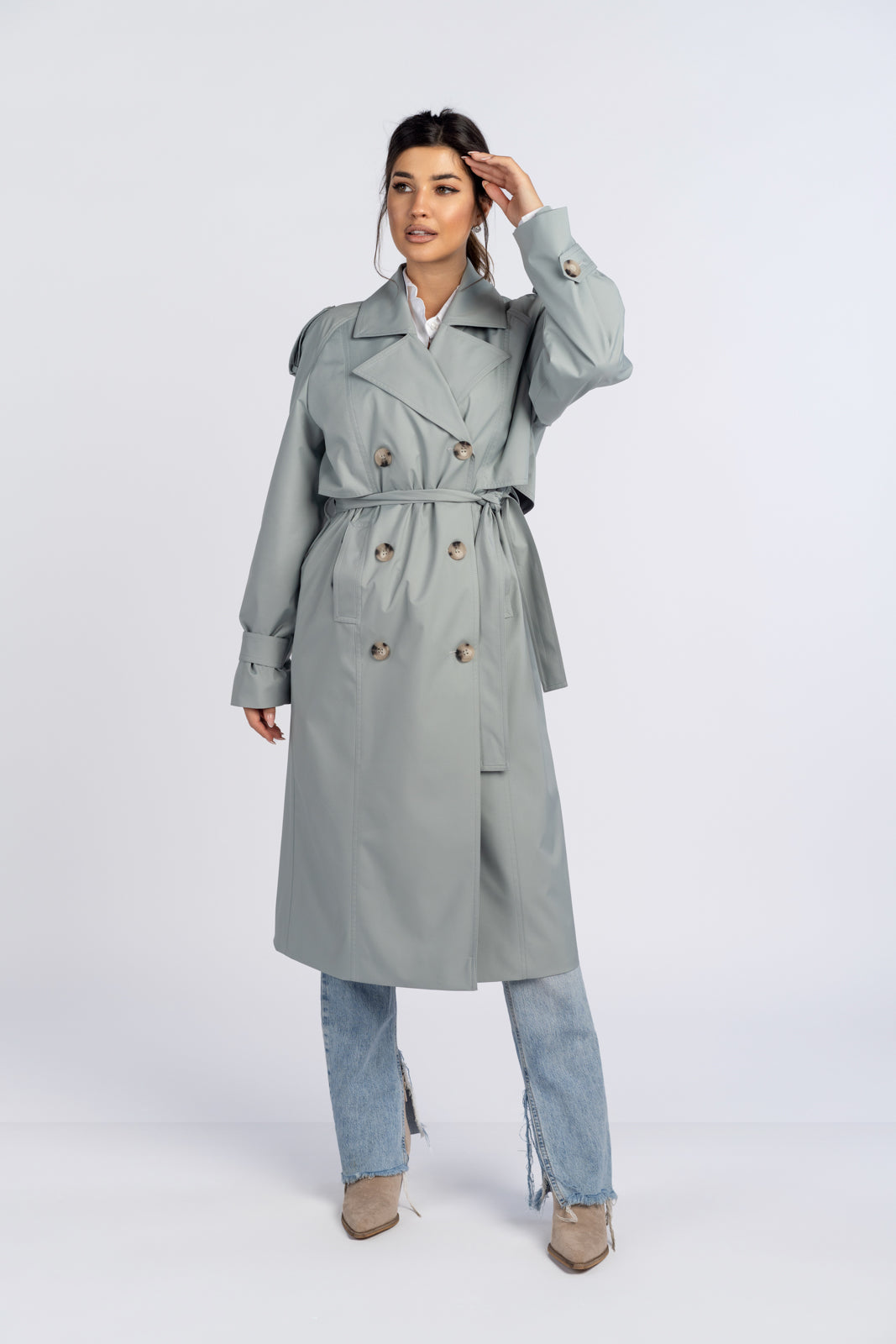 AMANDA mint trench coat