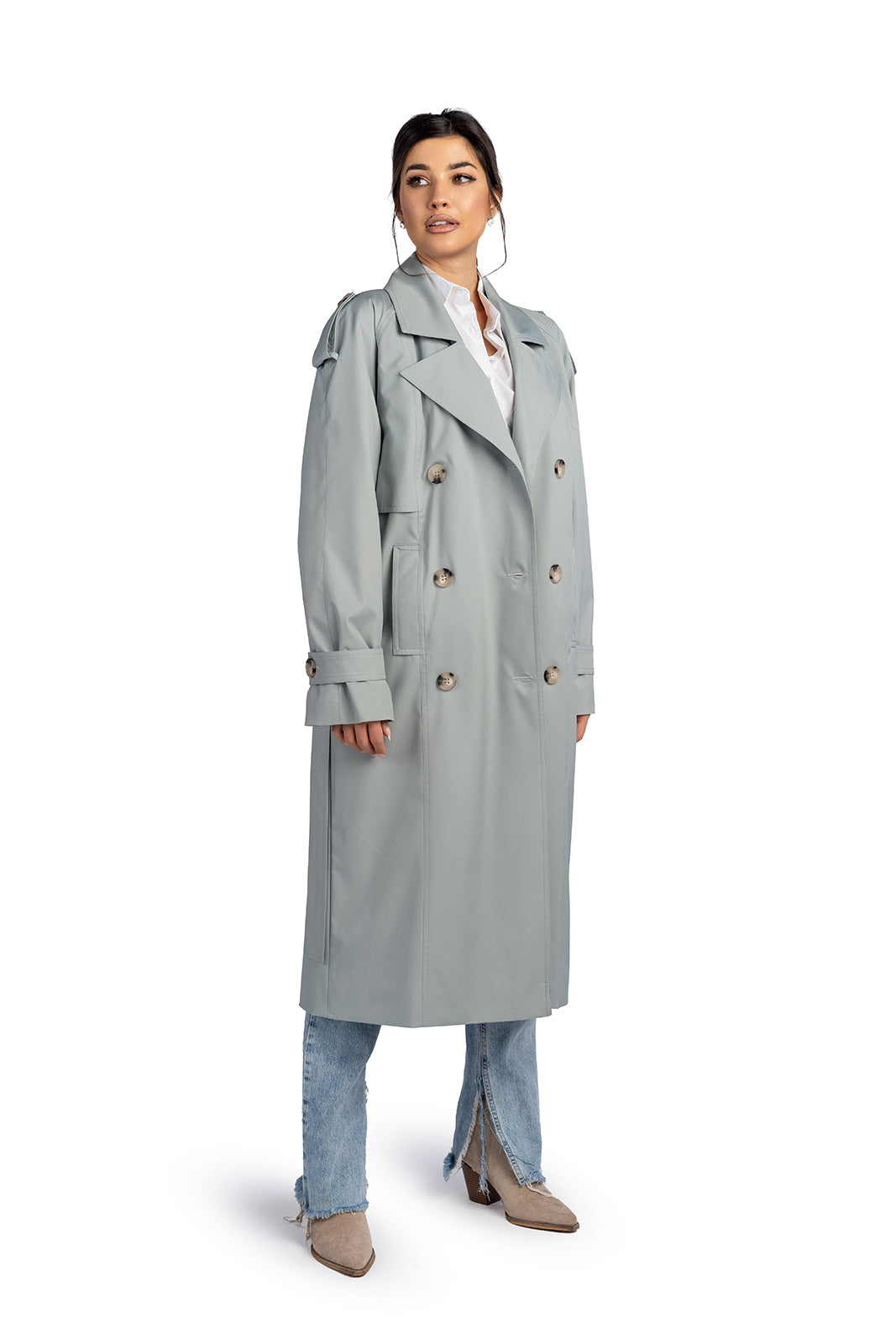 AMANDA mint trench coat