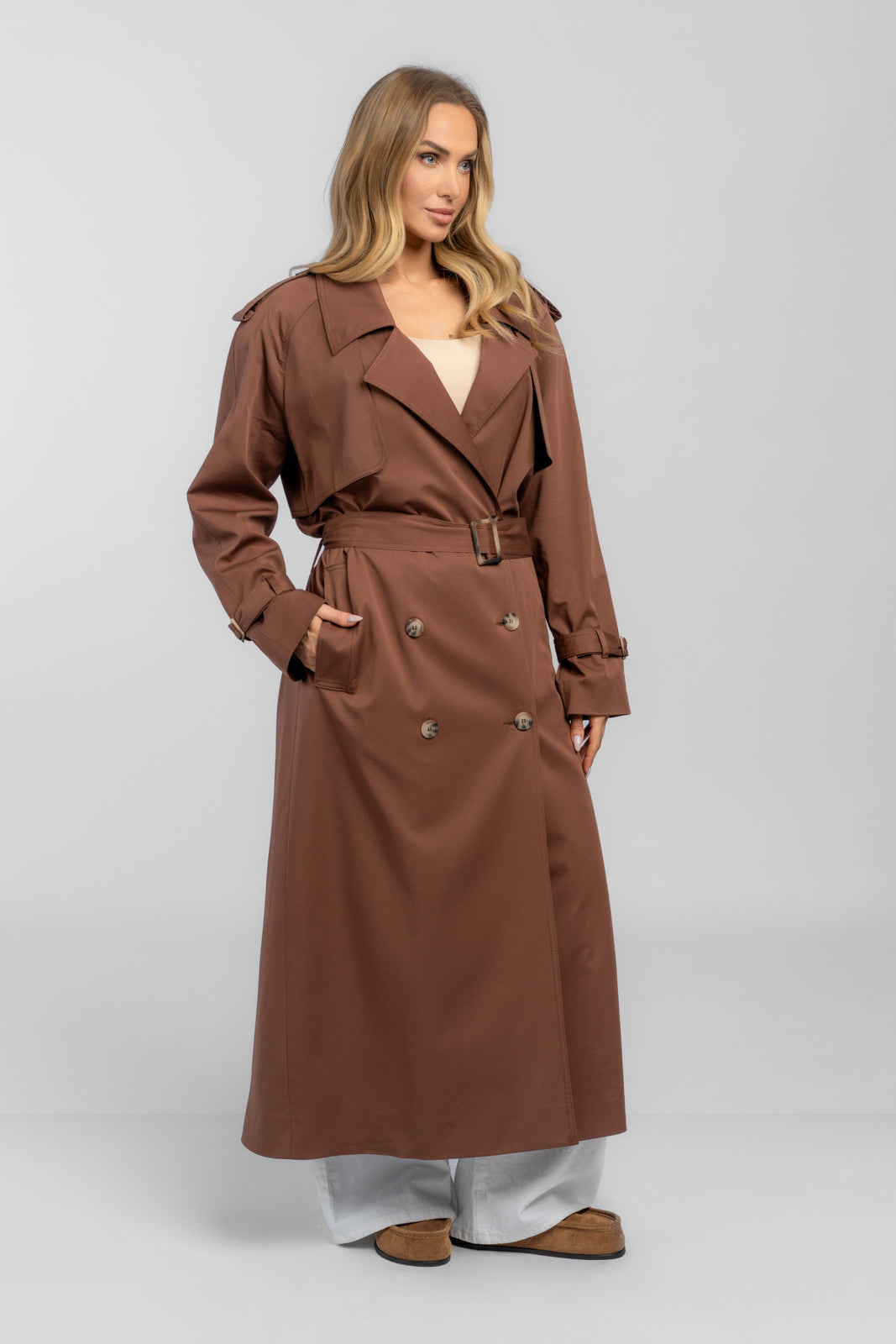 CYNTIA chocolate trench coat