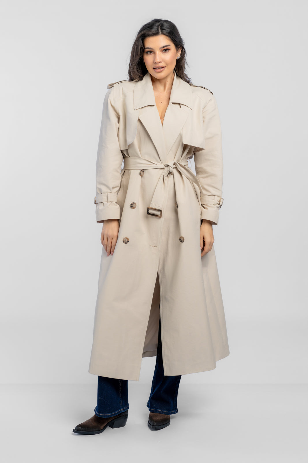 CYNTIA cream trench coat