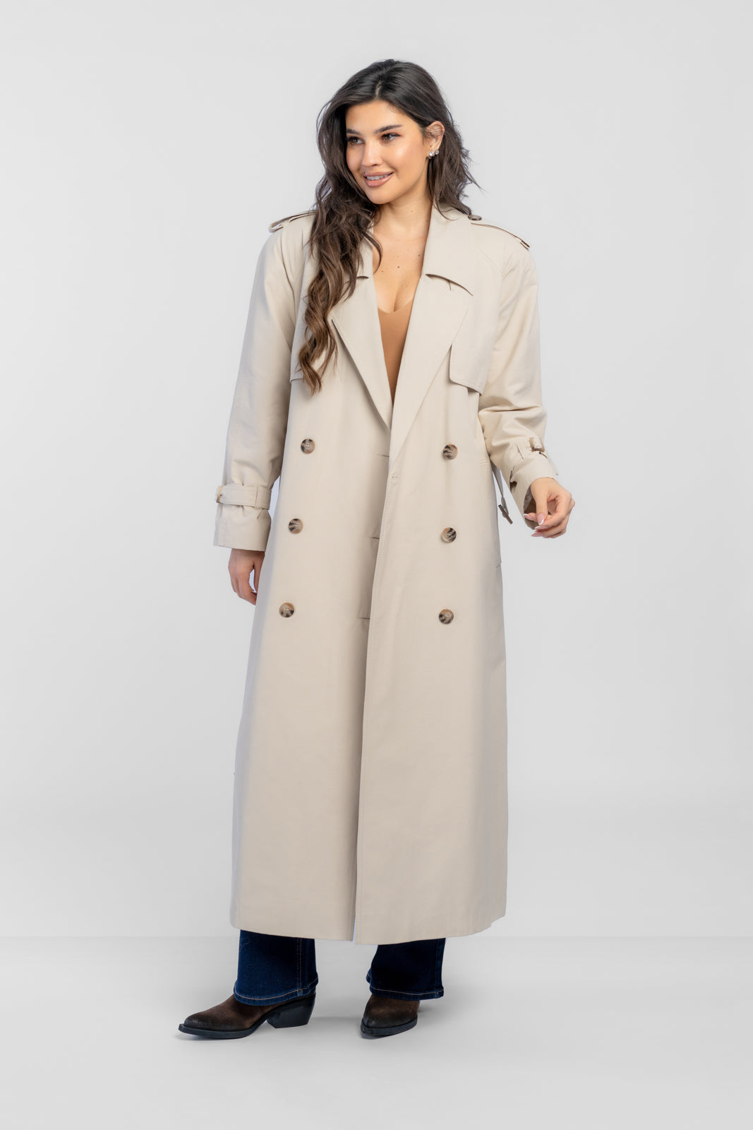 CYNTIA cream trench coat
