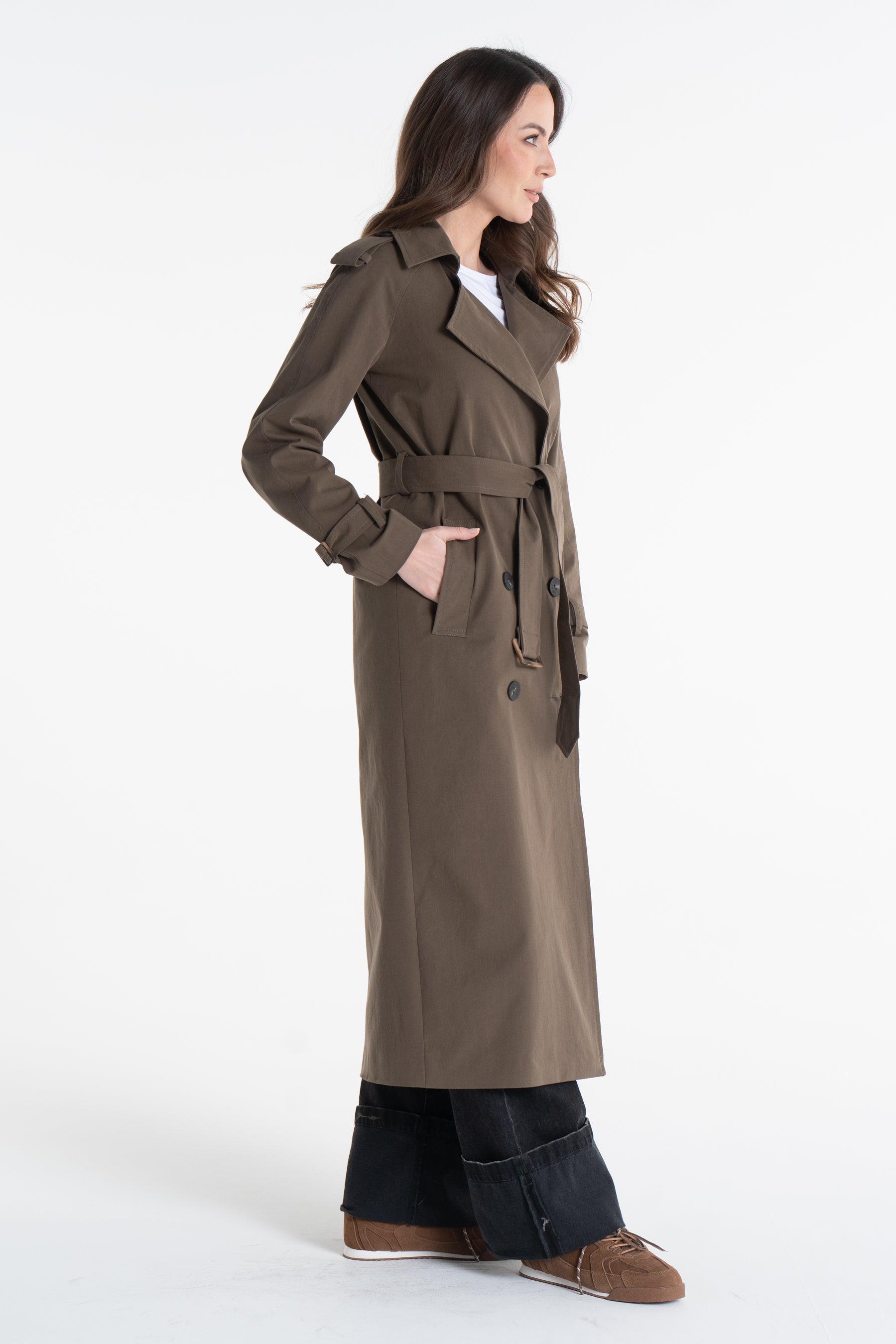 Trencz ADRIANNA maxi oliwkowy