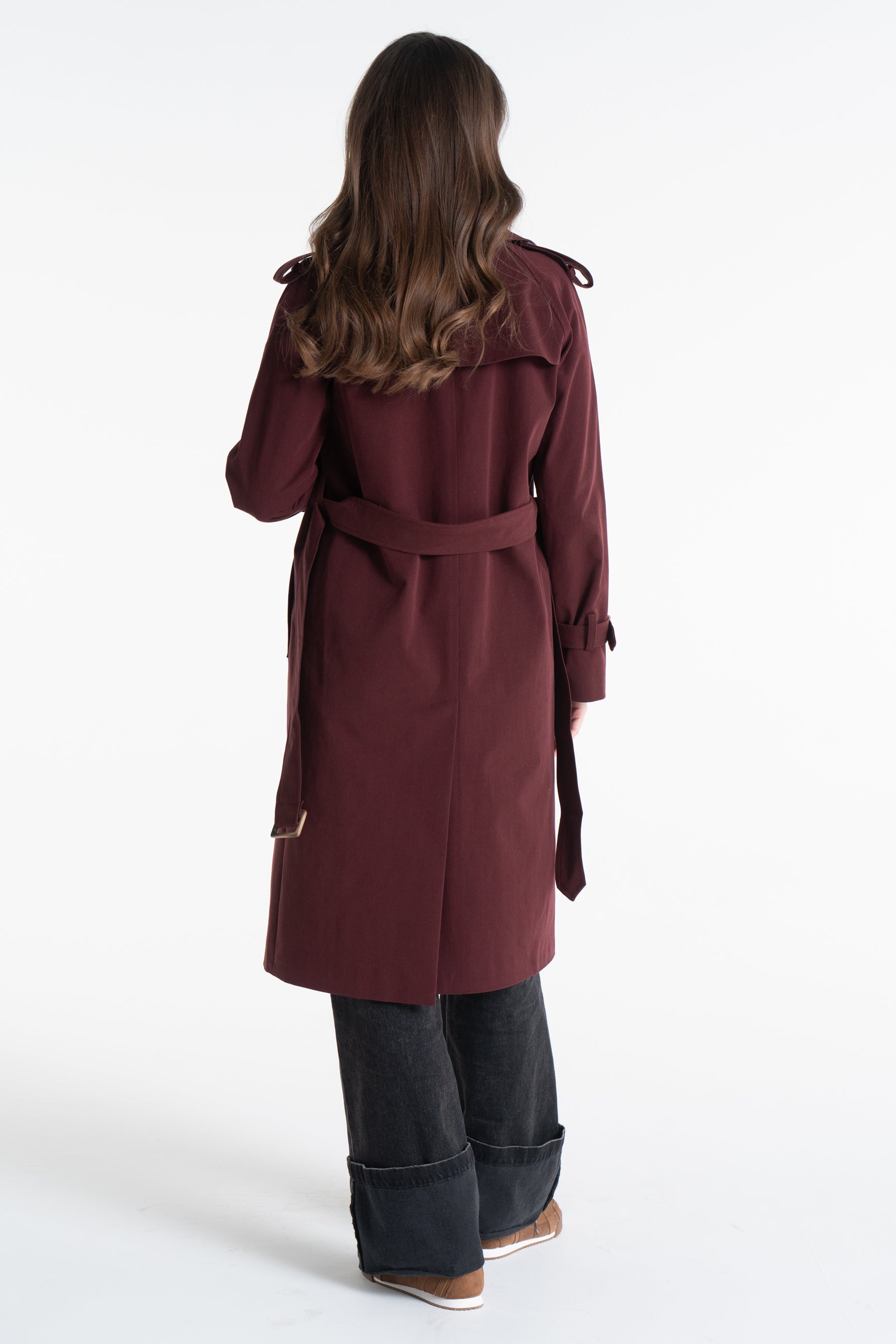 Trencz ADRIANNA midi bordowy