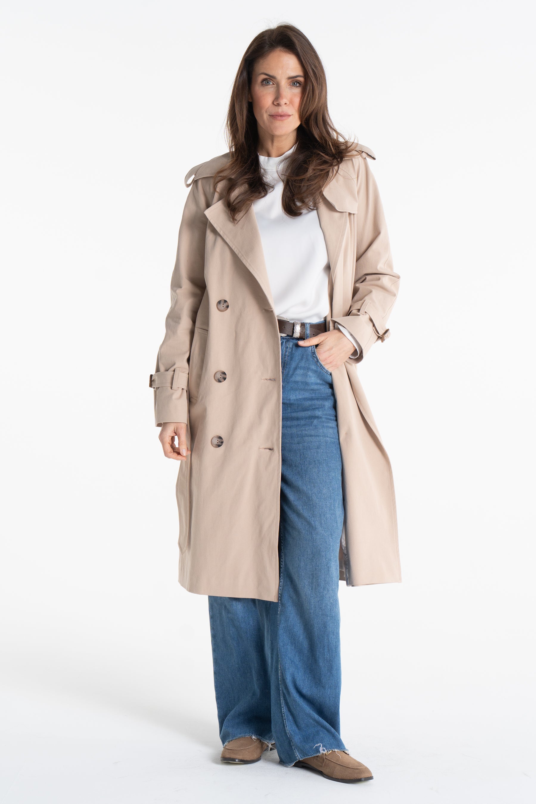 Trencz ADRIANNA midi beżowy