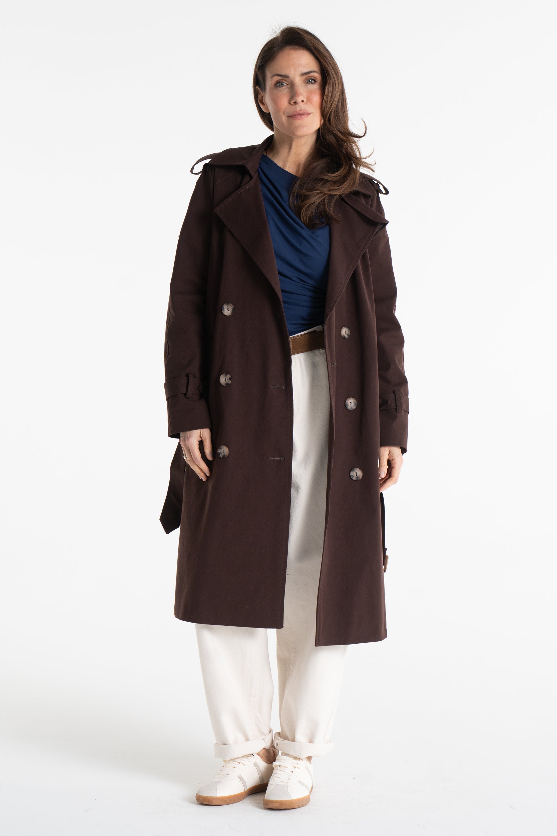 Trencz ADRIANNA midi ciemna czekolada