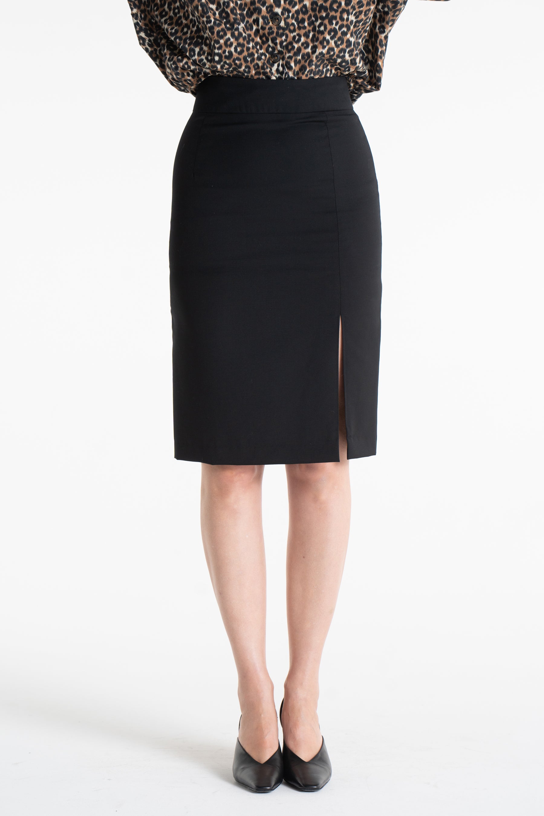 Spódnica wełniana MARGOT midi czarna