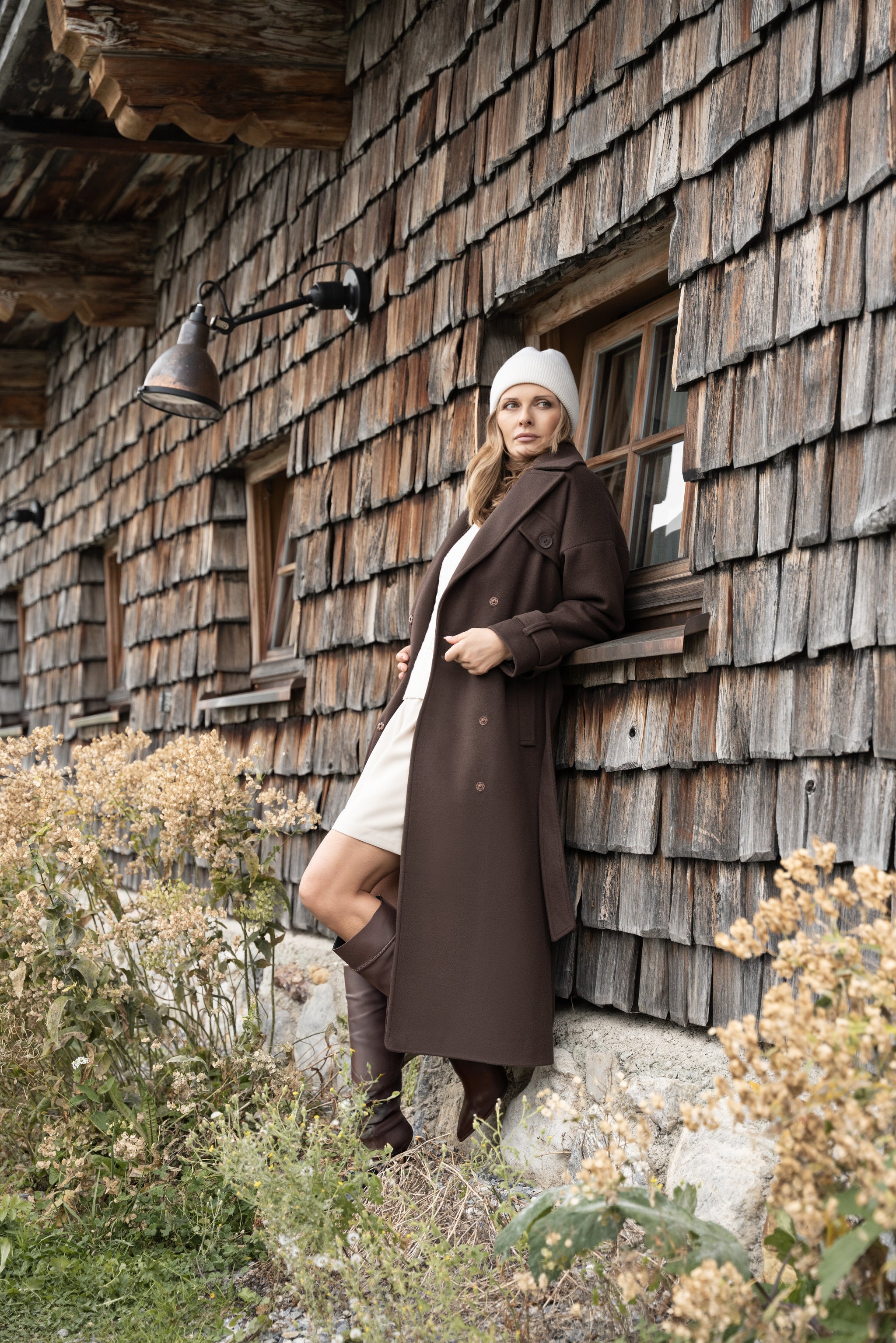 Salma Chocolate Alpaca Coat - salme.pl