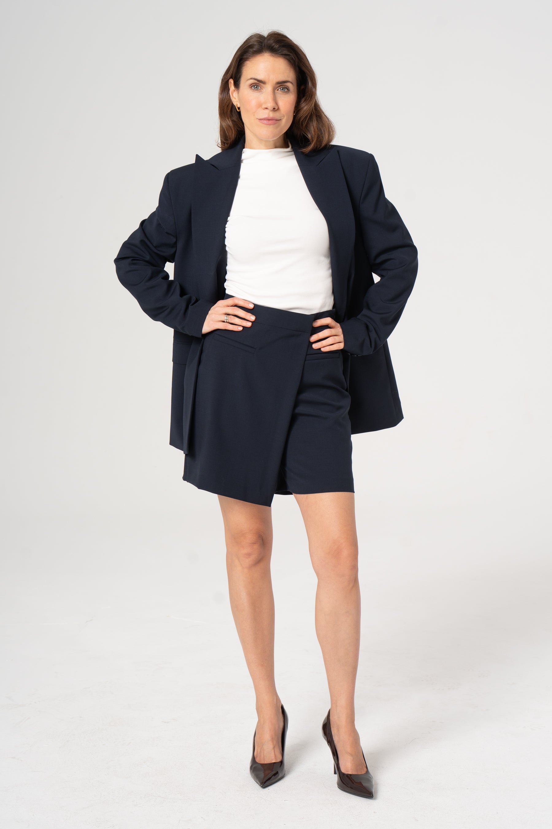 Skirt-shorts woolen TINA navy blue