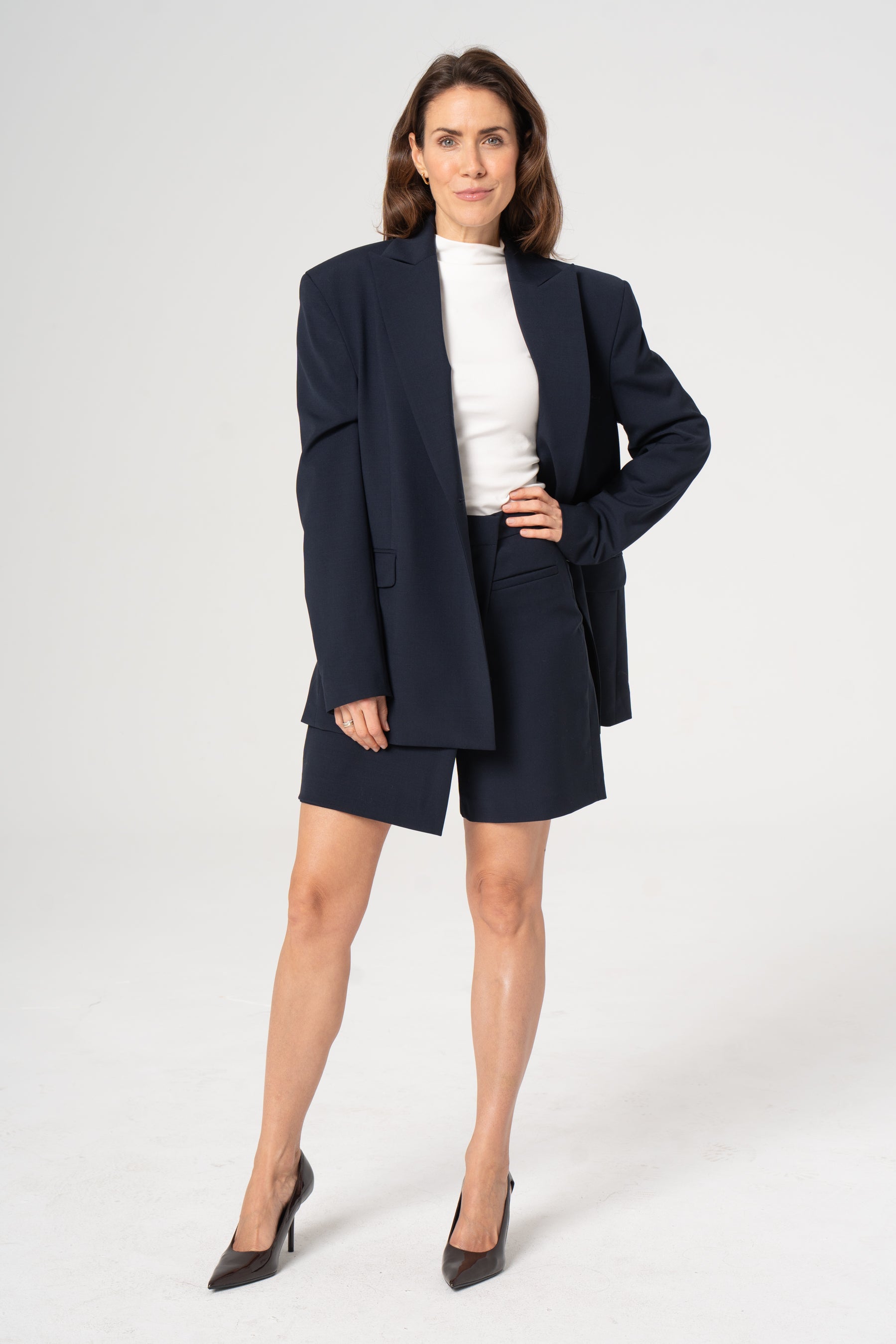 Skirt-shorts woolen TINA navy blue