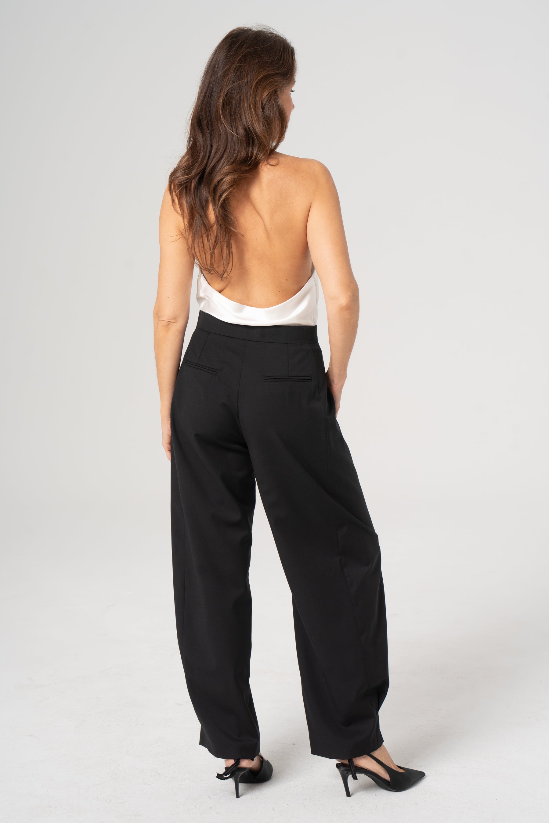 ROMA black wool trousers