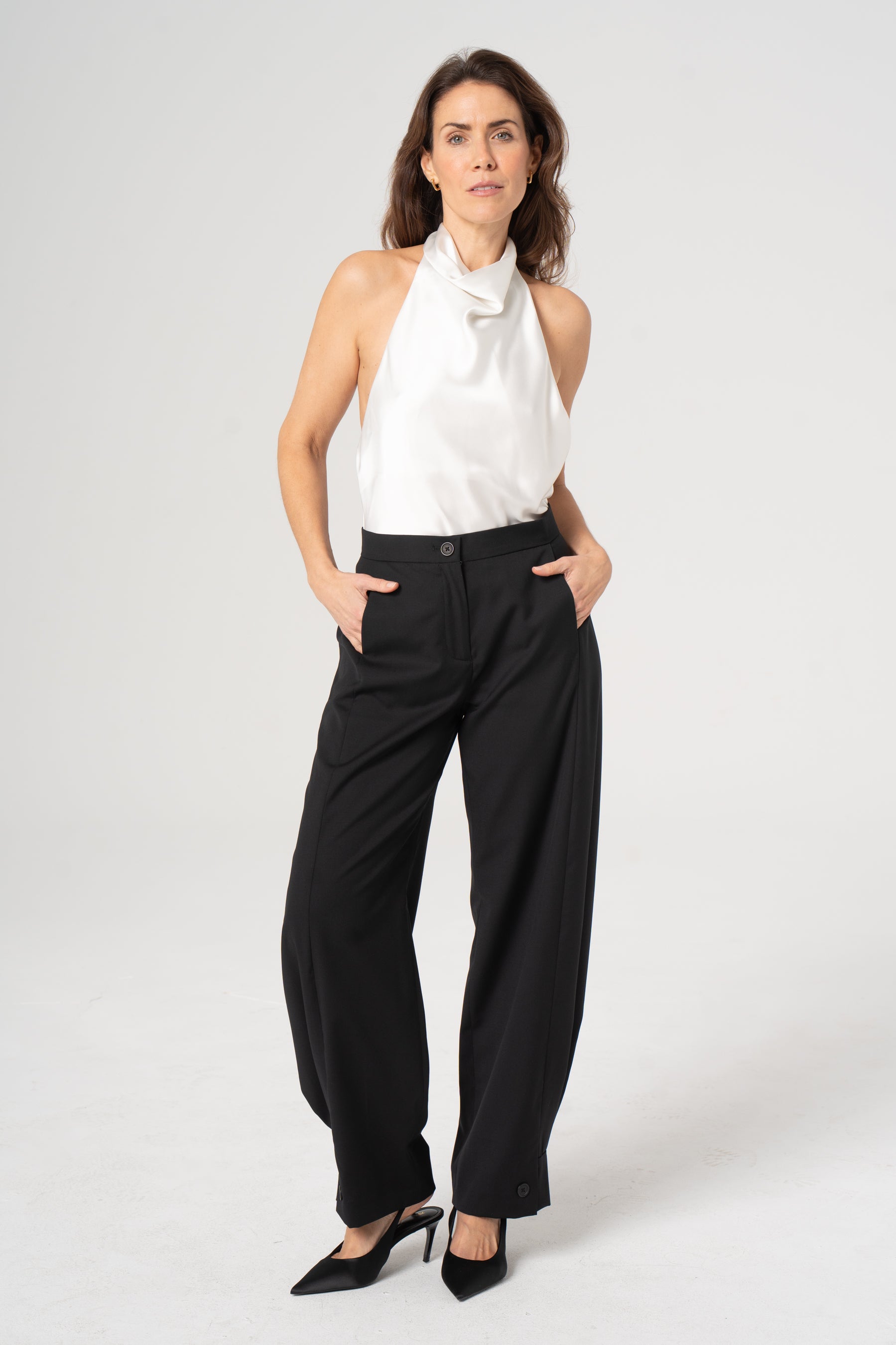ROMA black wool trousers