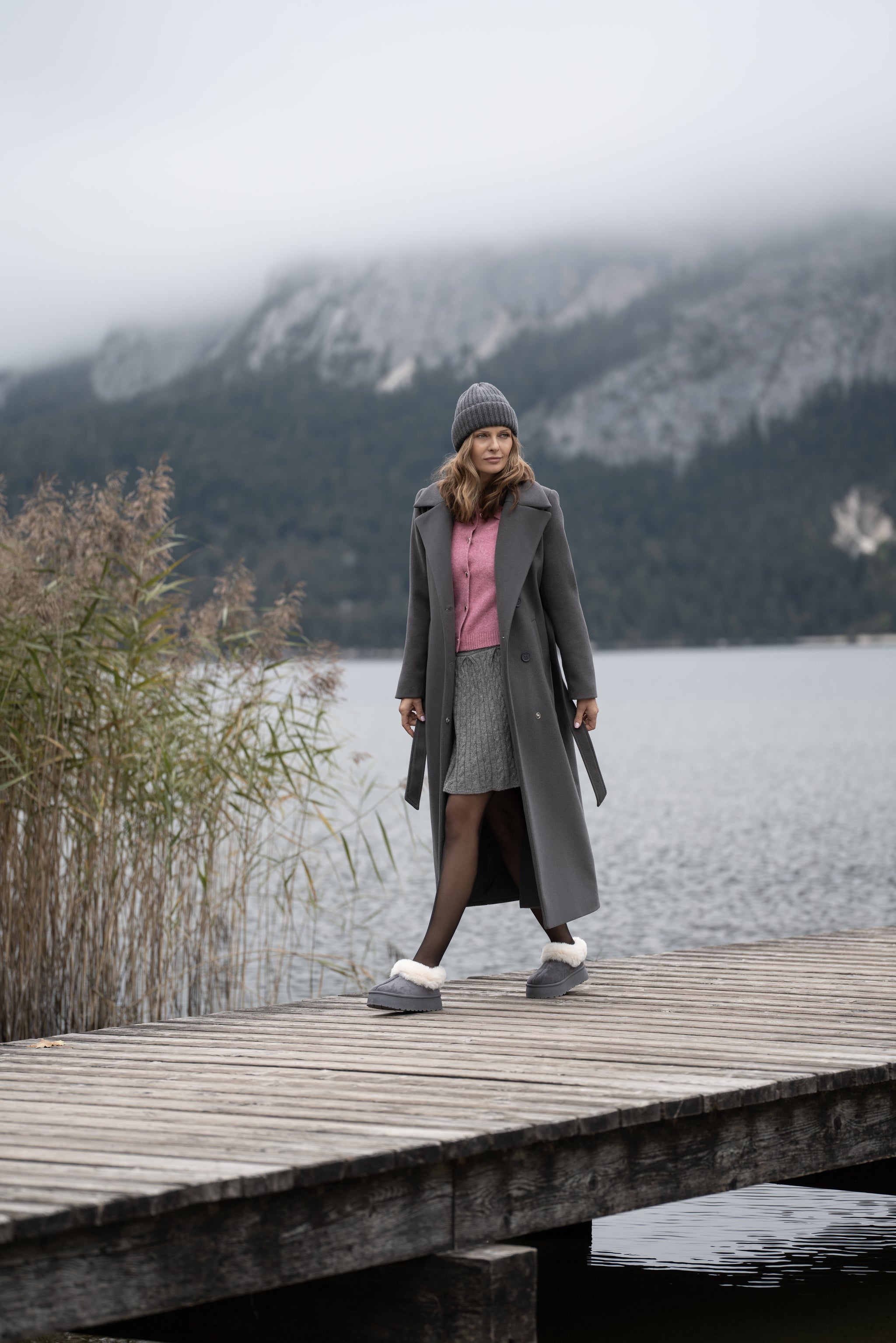 Verona gray alpaca coat - salme.pl