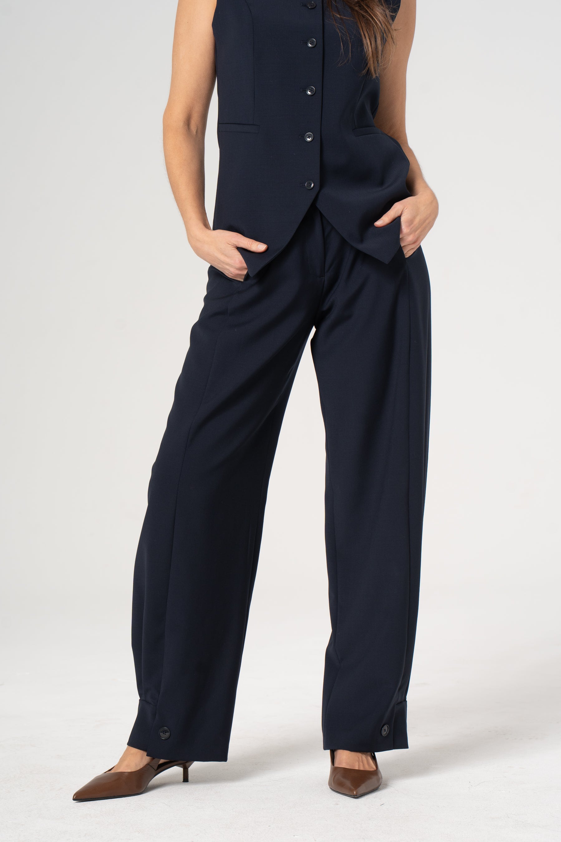 ROMA navy wool trousers