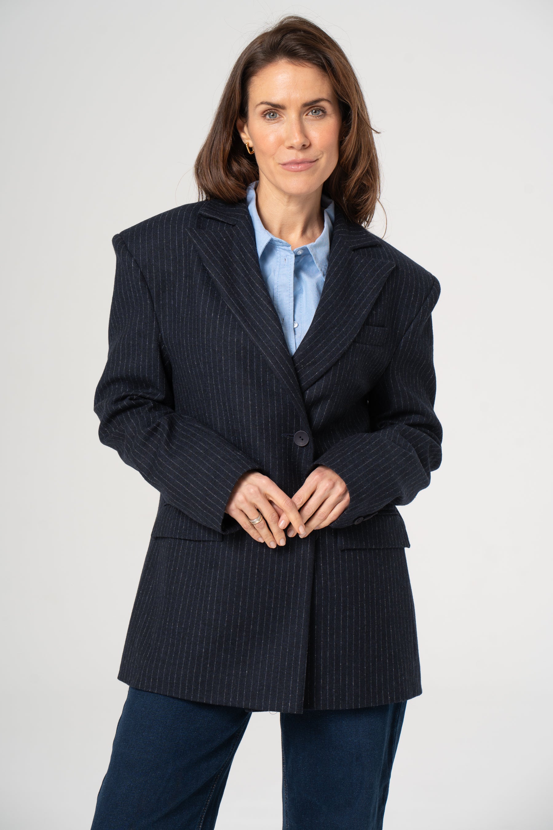 Wool Blazer ERNESTA Navy Stripes