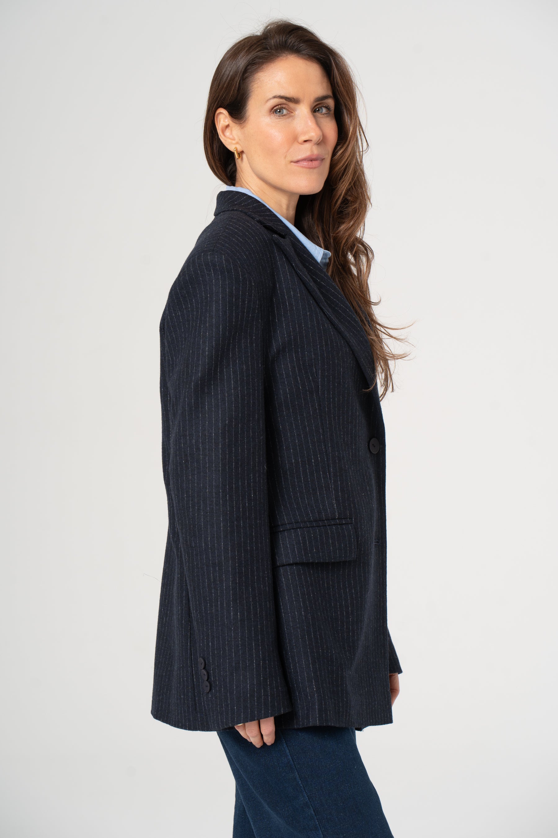 Wool Blazer ERNESTA Navy Stripes