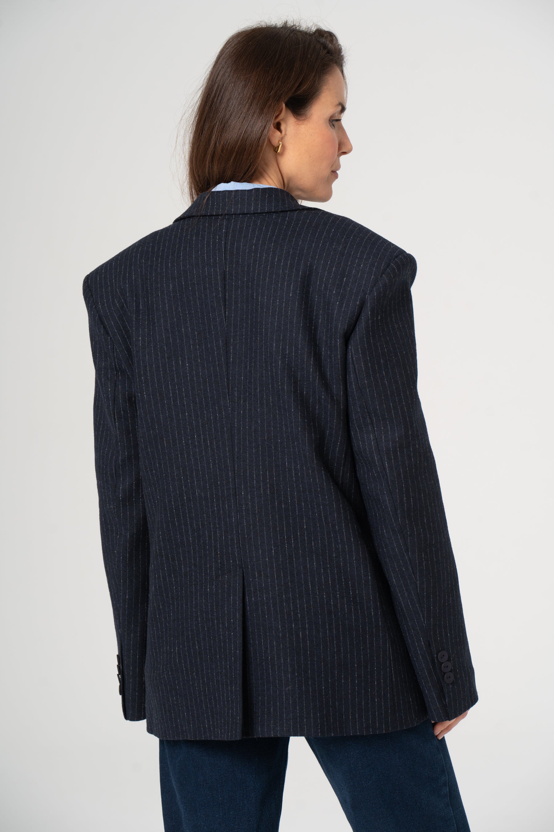 Wool Blazer ERNESTA Navy Stripes