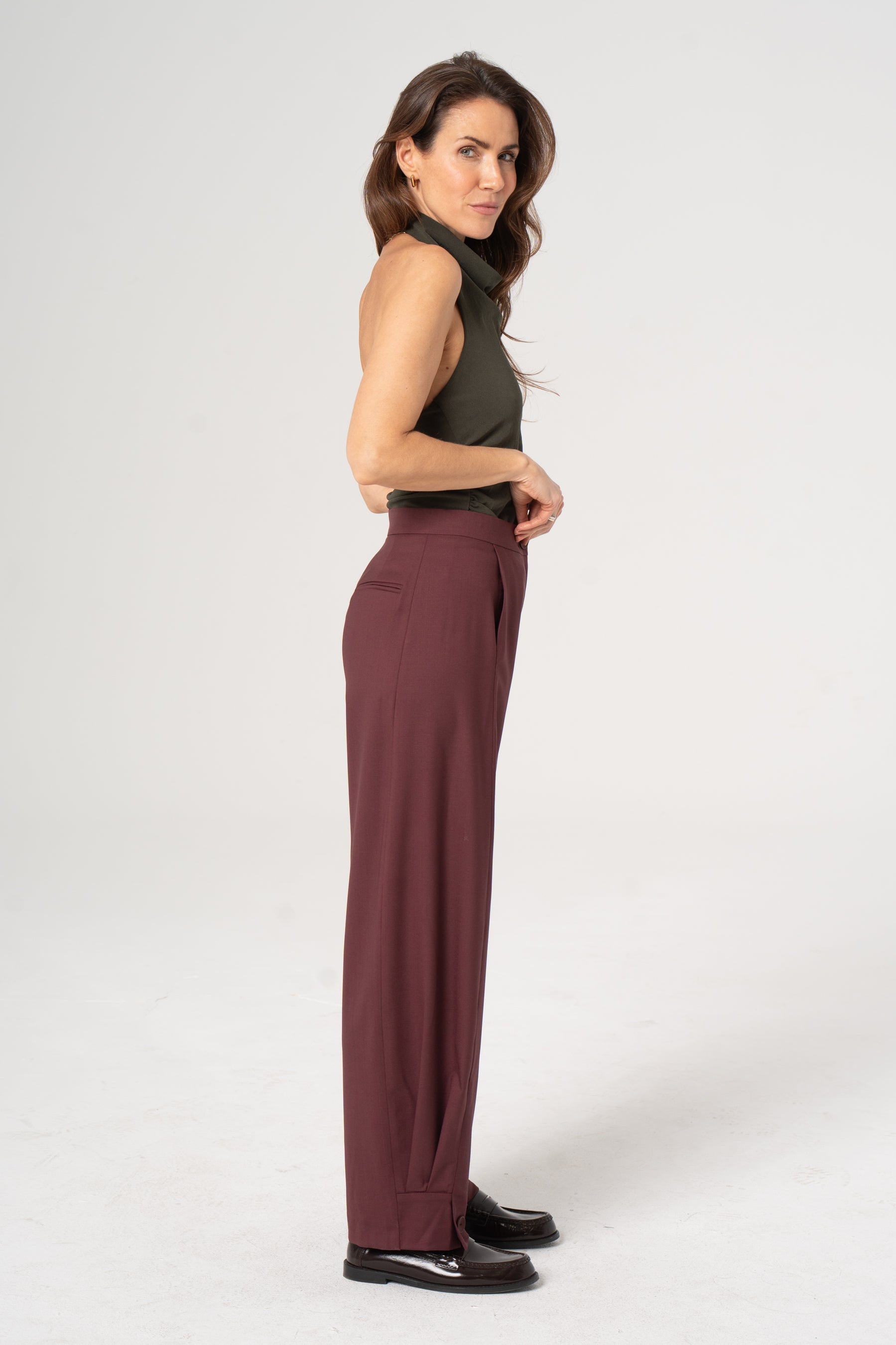 ROMA wool trousers burgundy