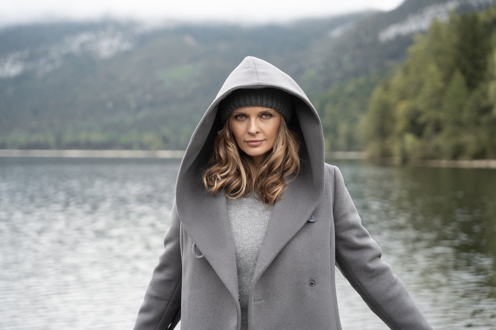 NOELIA midi coat gray