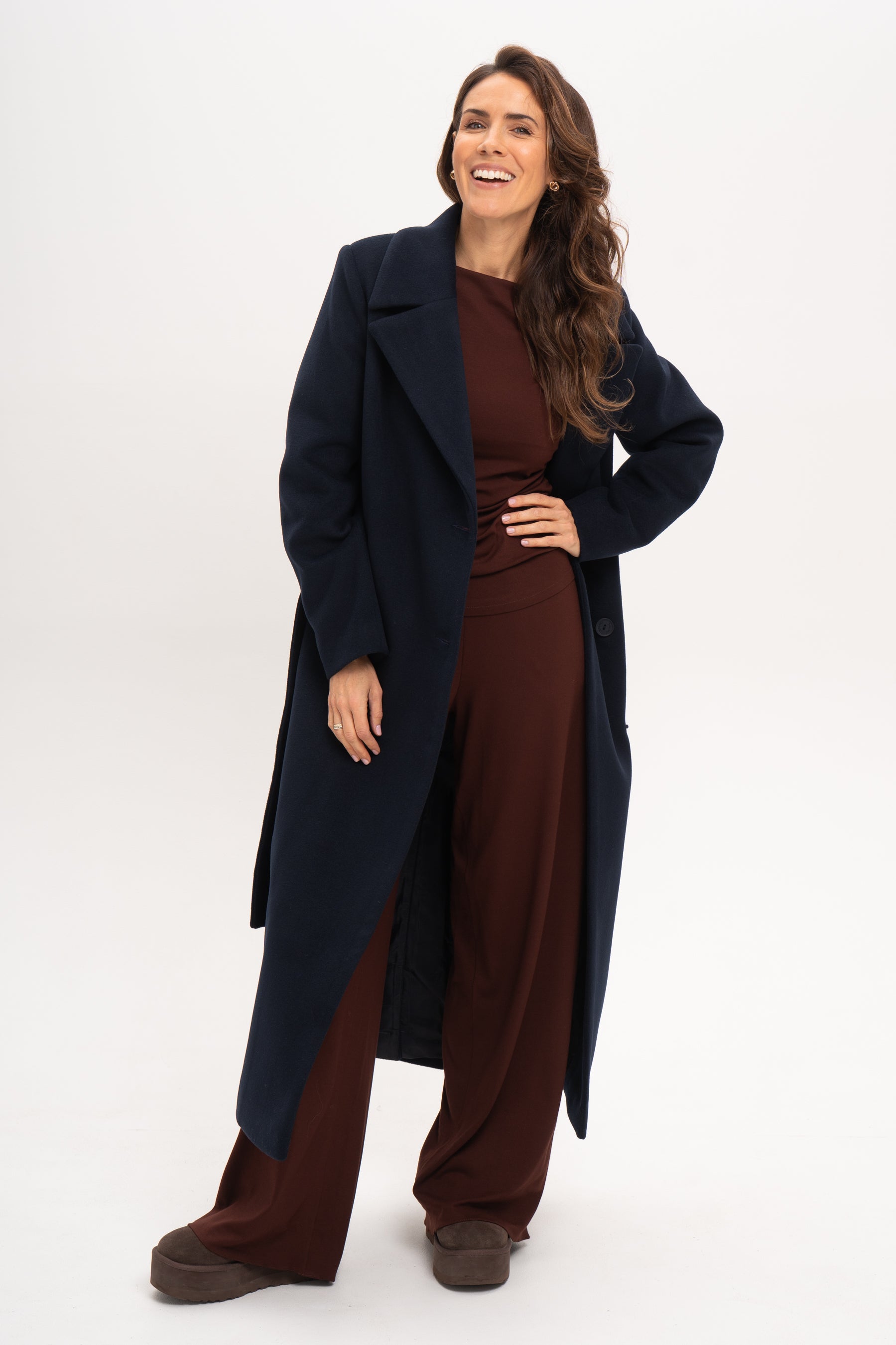 VERONA maxi coat navy blue - salme.pl