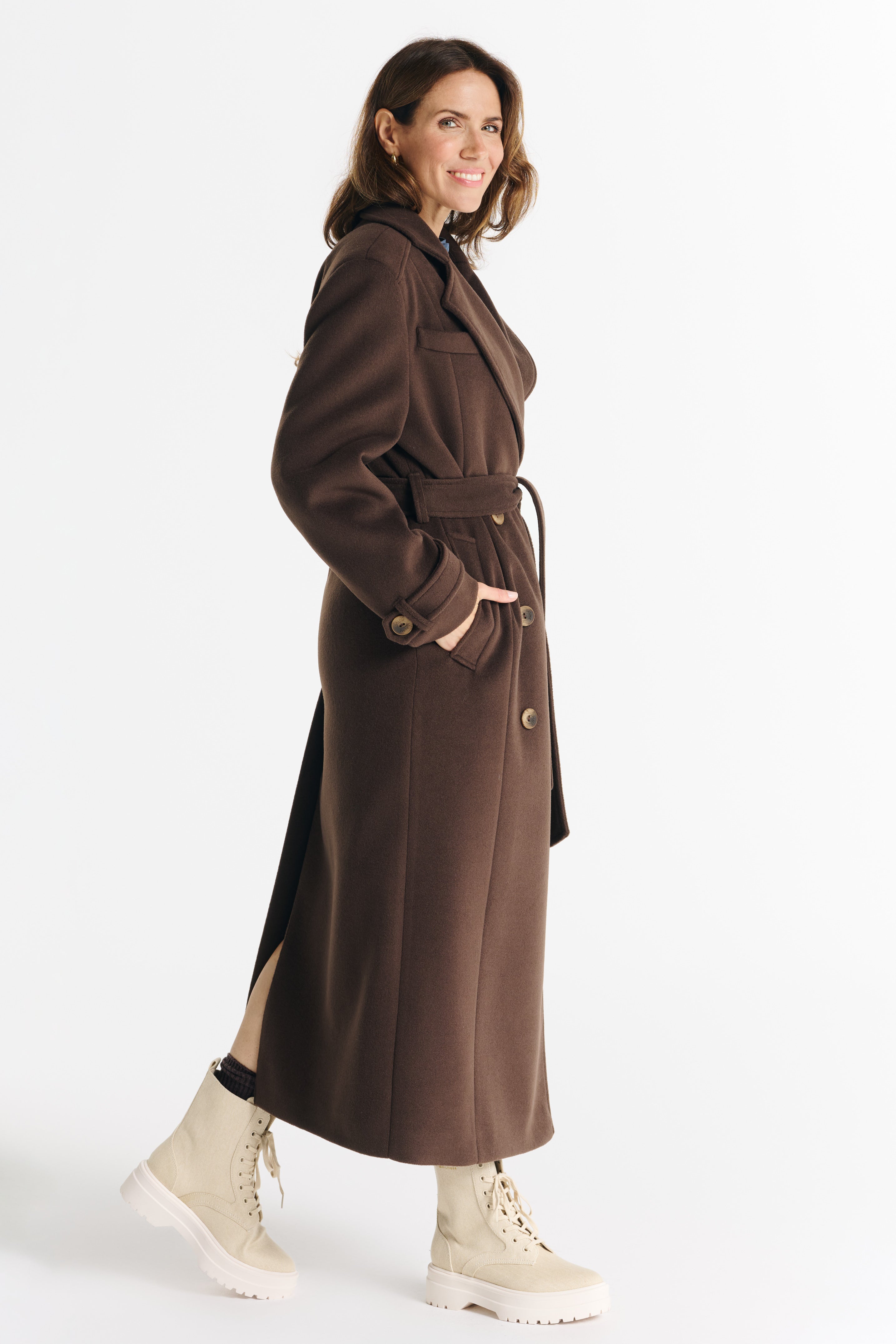 MALWINA maxi coat chocolate