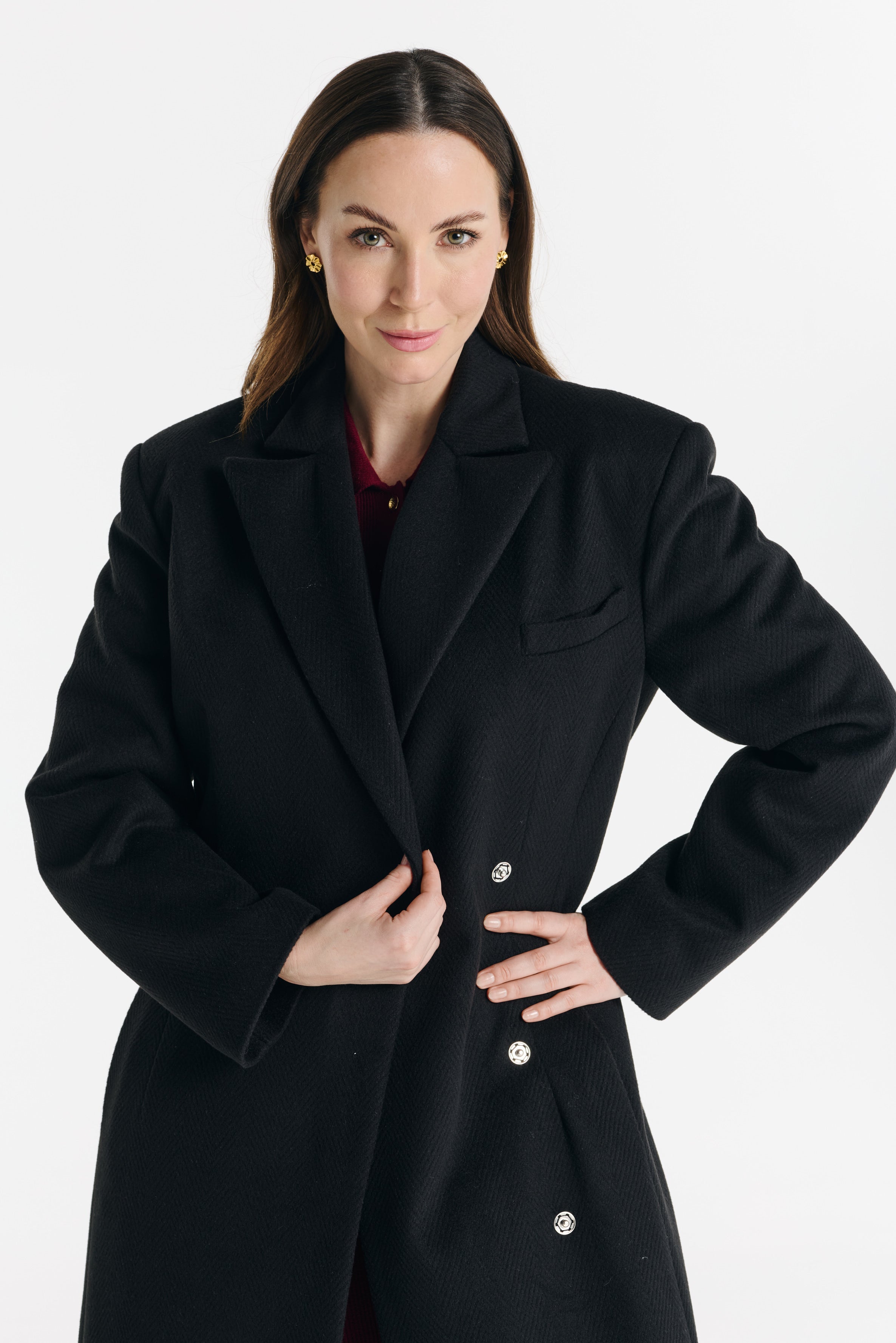 FRANKIE coat black herringbone