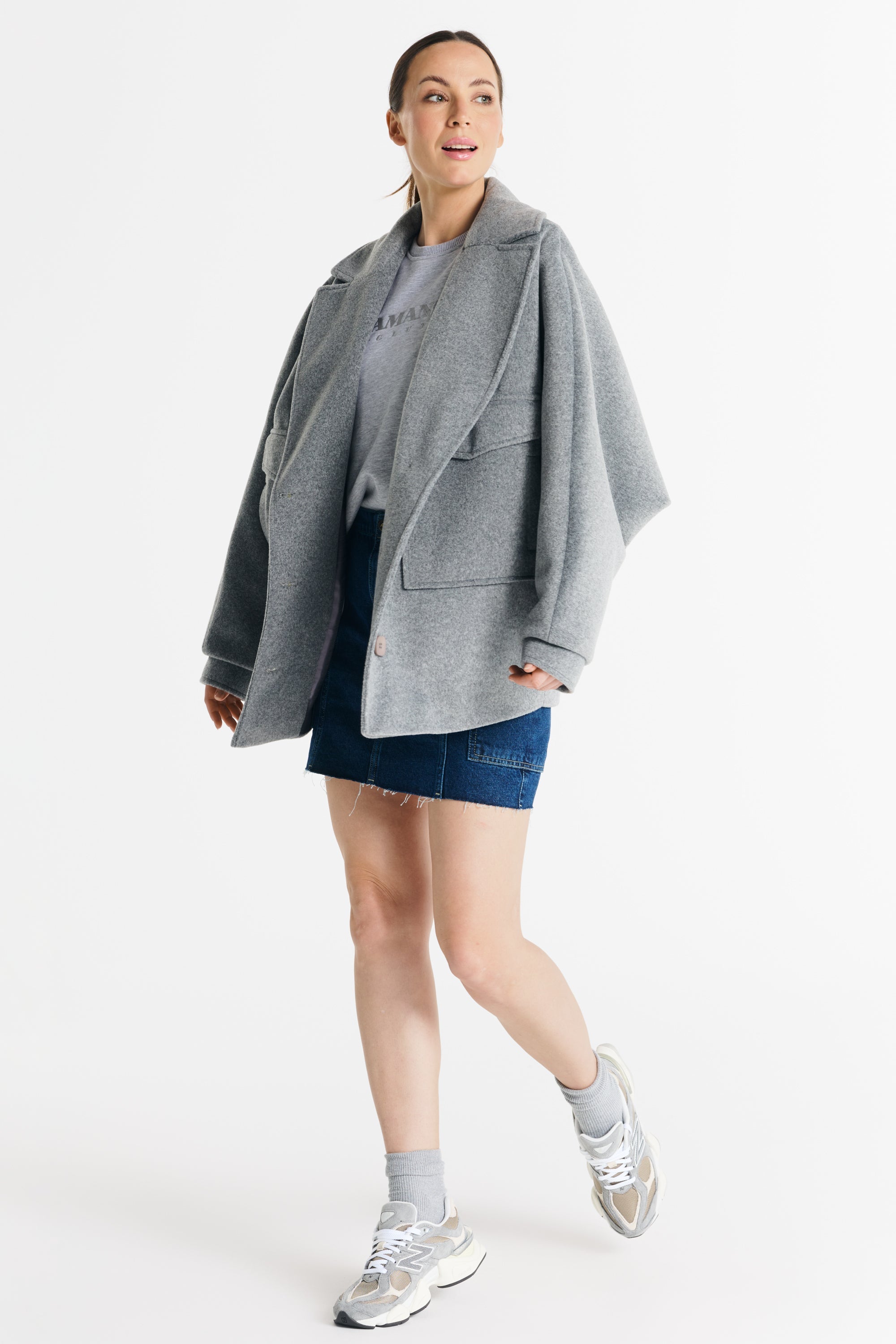 OMENA coat melange gray