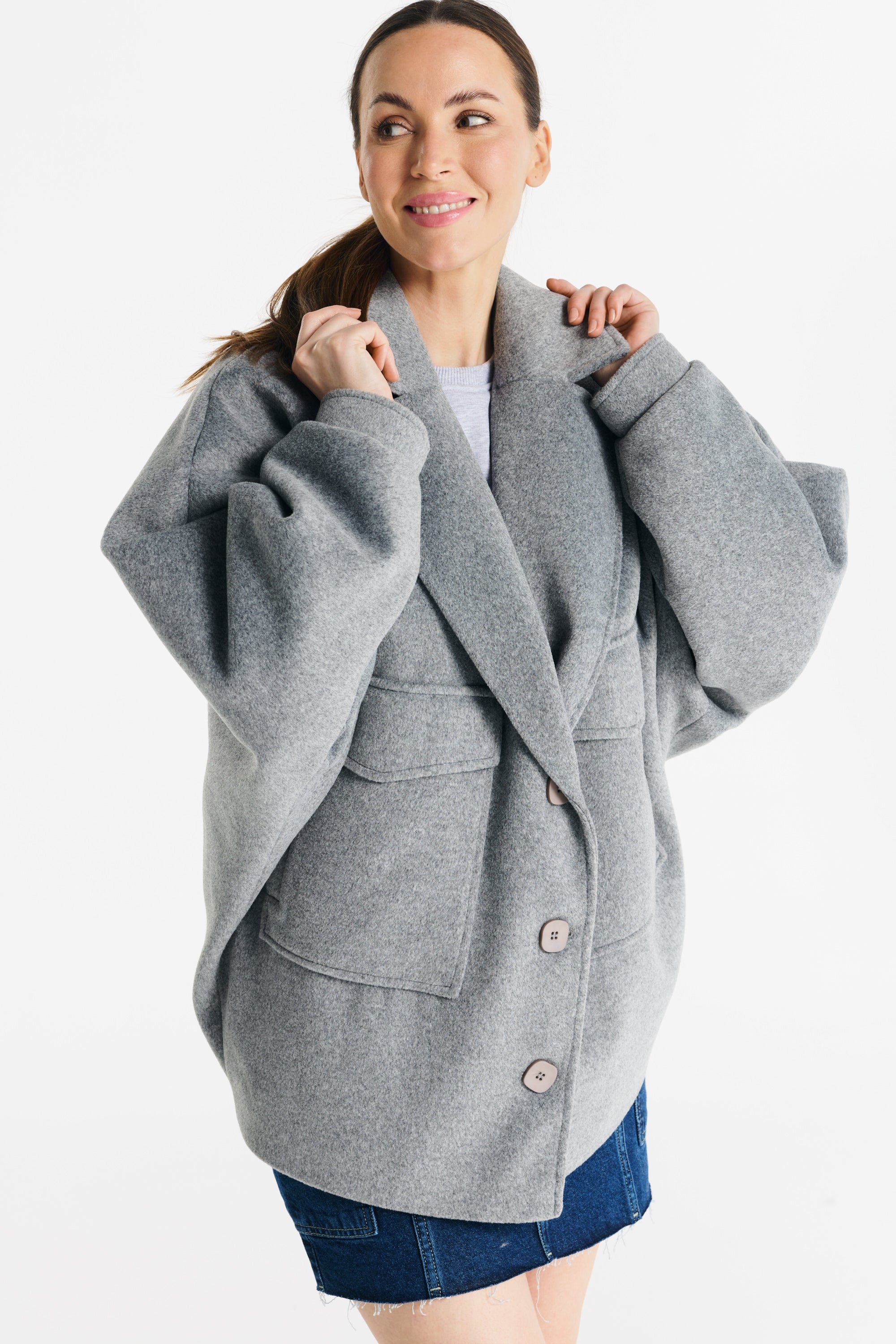 OMENA coat melange gray