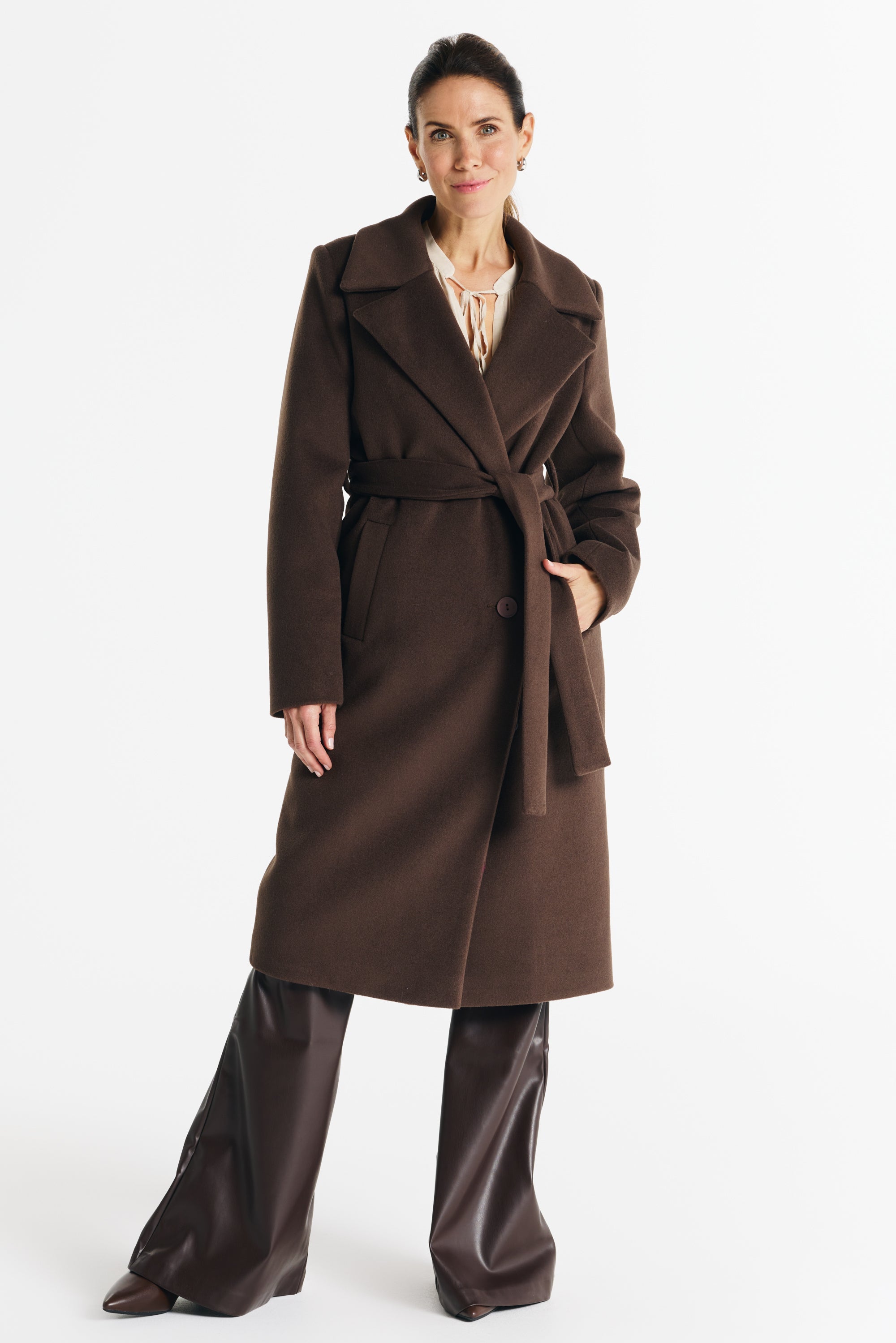 Verona maxi coat black herringbone - salme.pl
