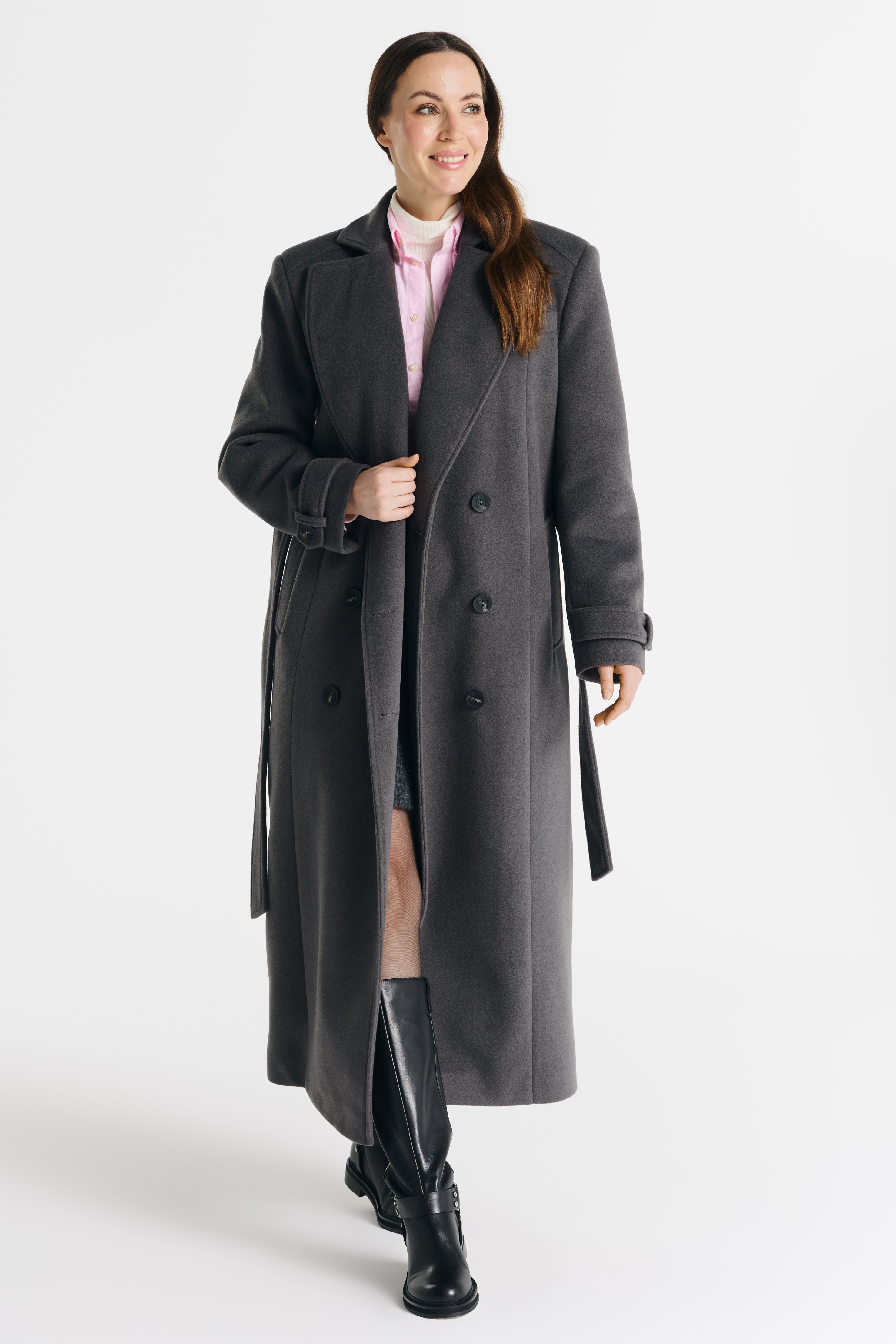 MALWINA maxi coat gray