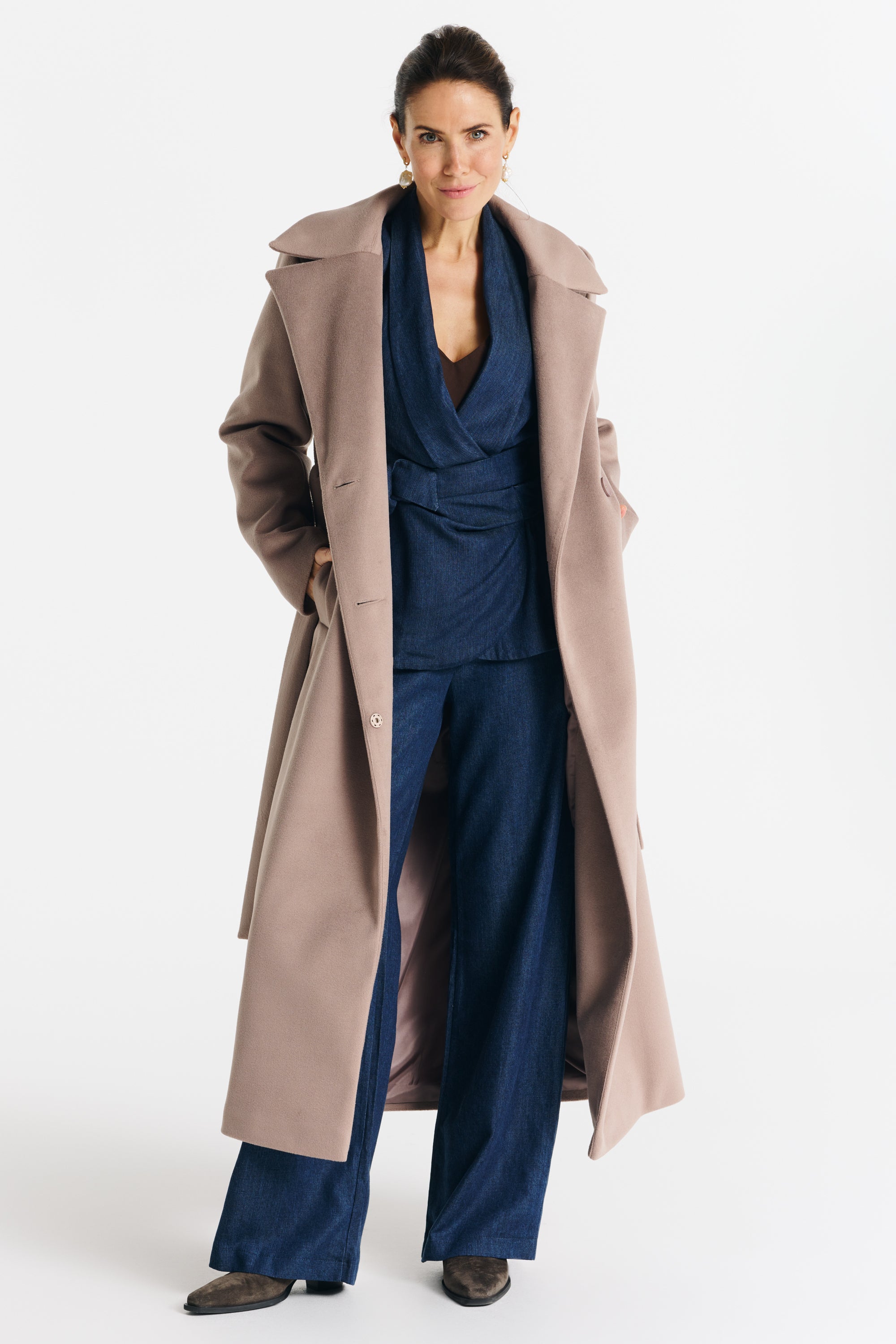 Verona maxi coat dark beige - salme.pl