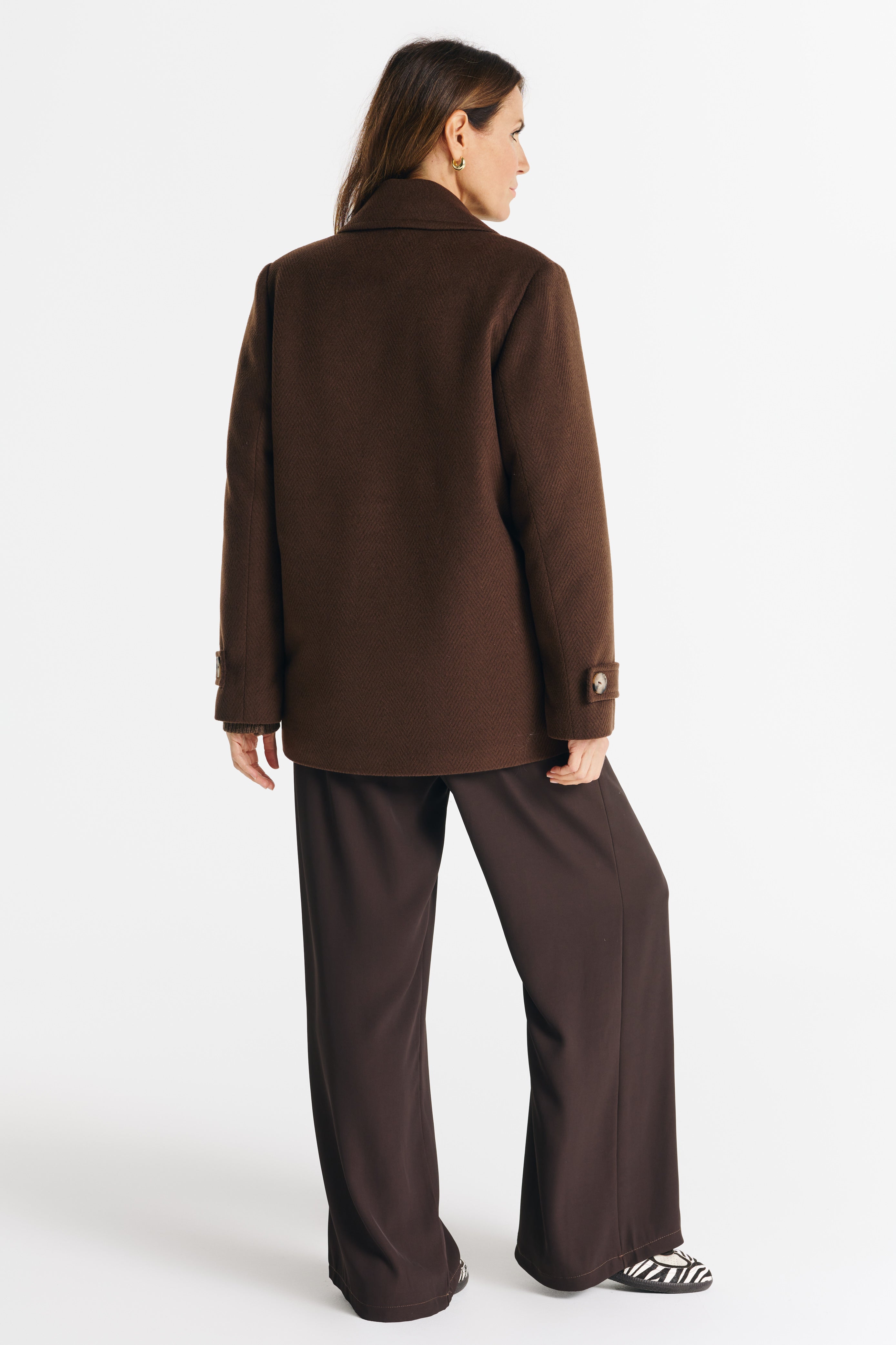 VIOLA chocolate herringbone jacket