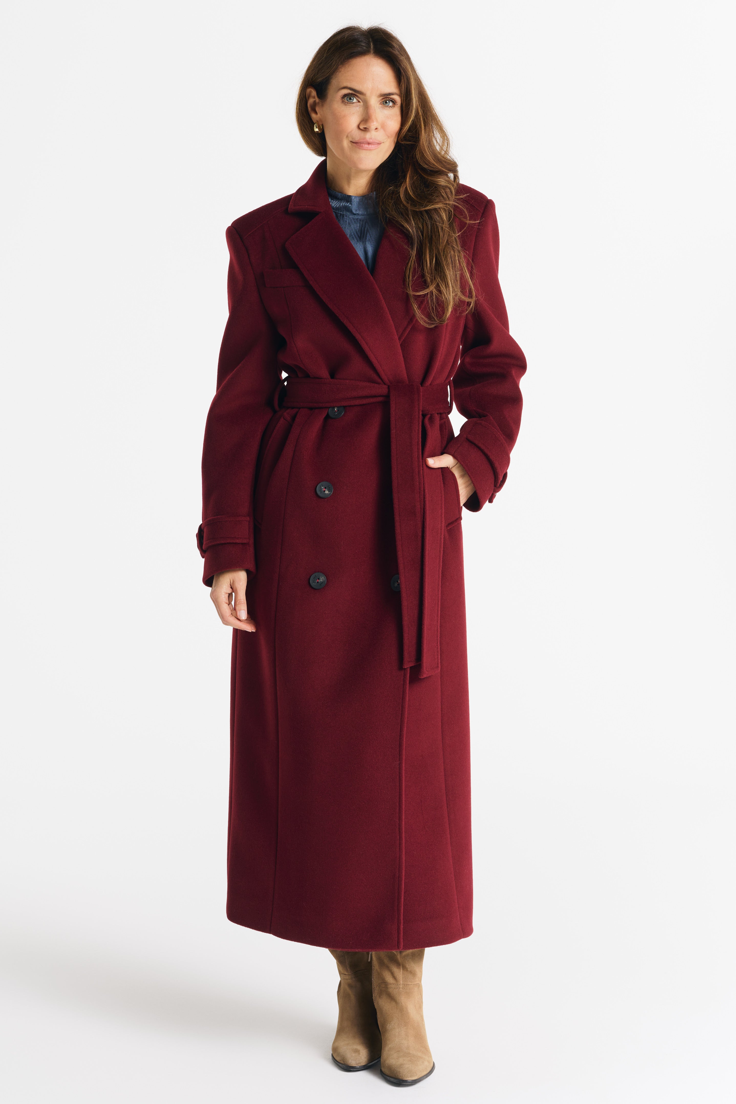 MALWINA maxi coat burgundy