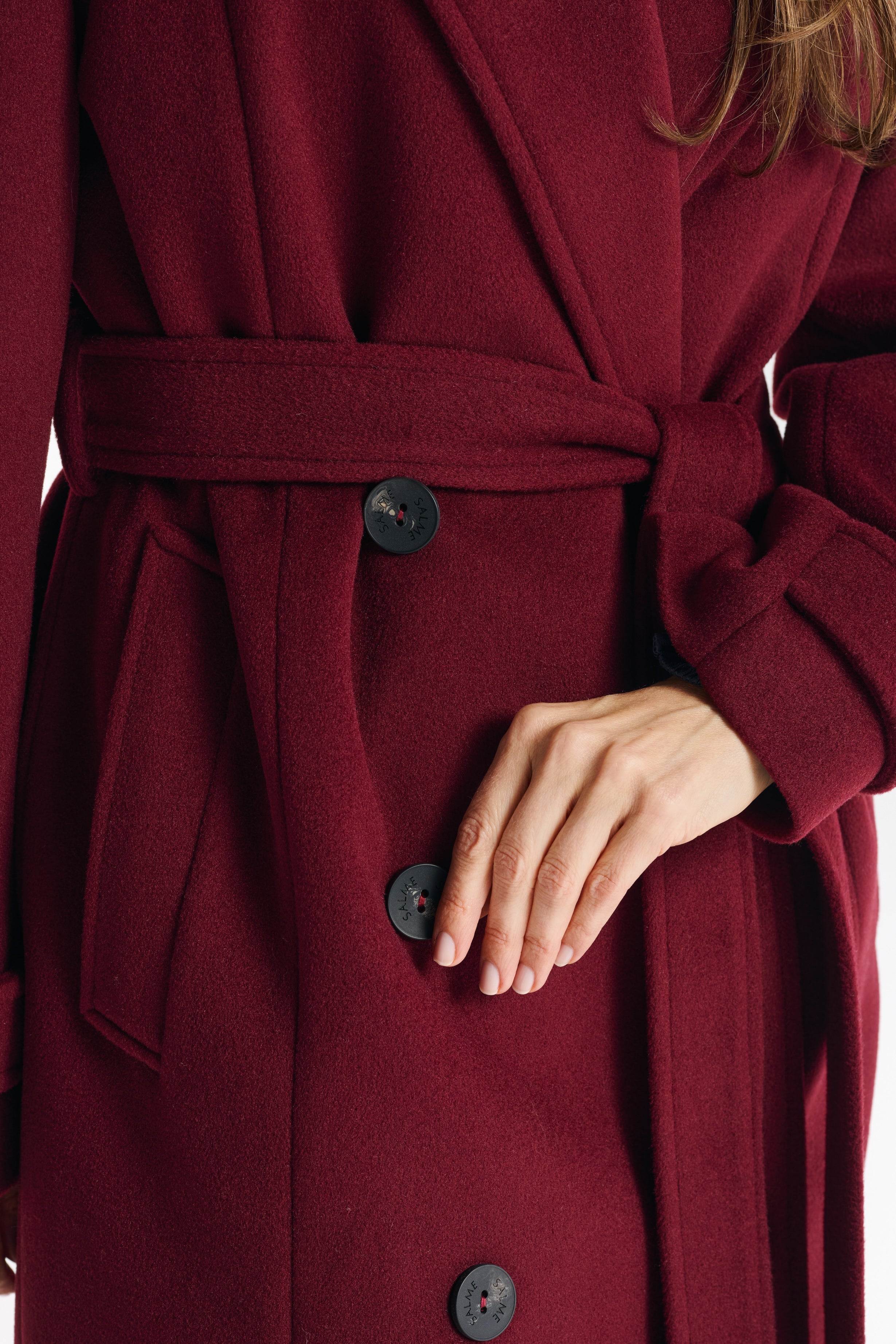 MALWINA maxi coat burgundy