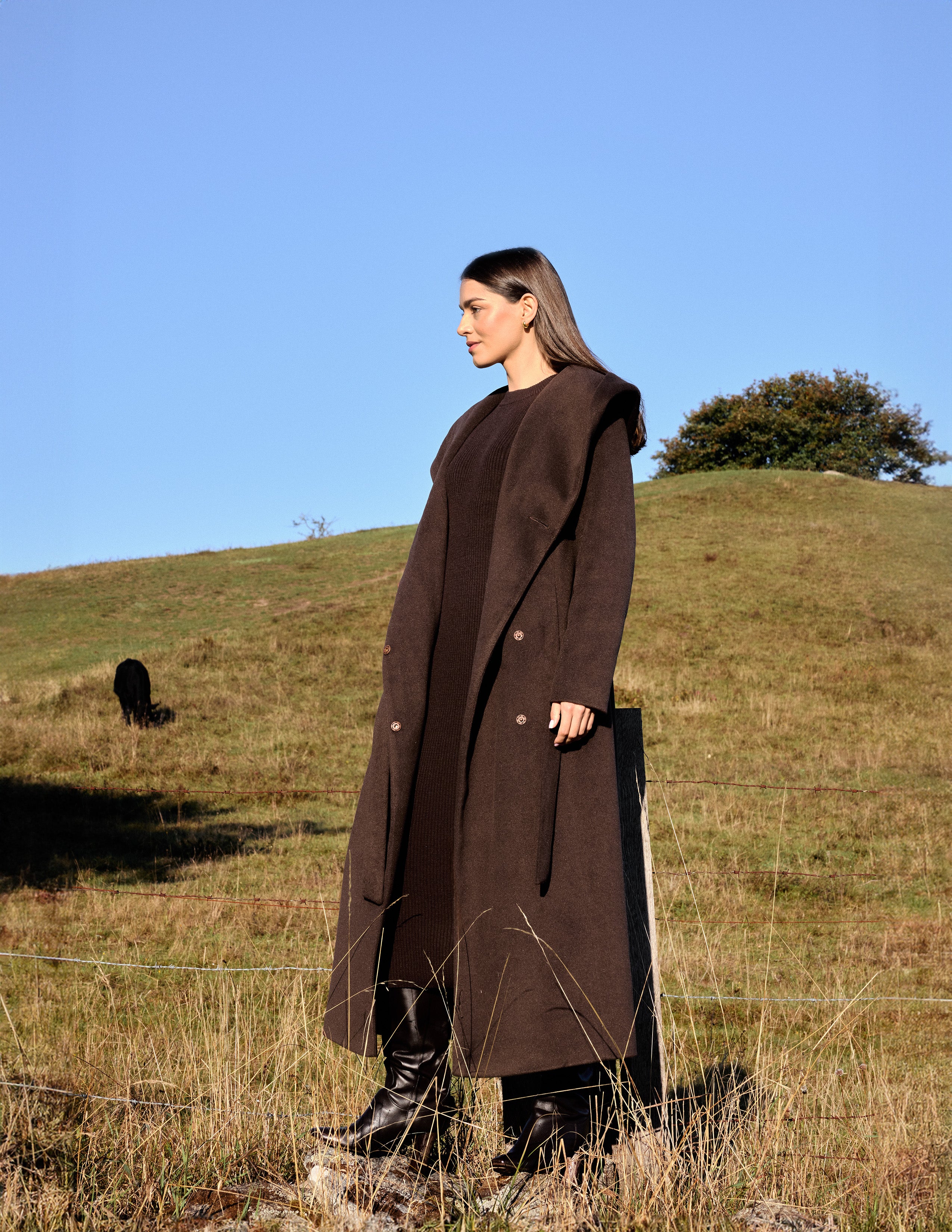 NOELIA maxi coat chocolate