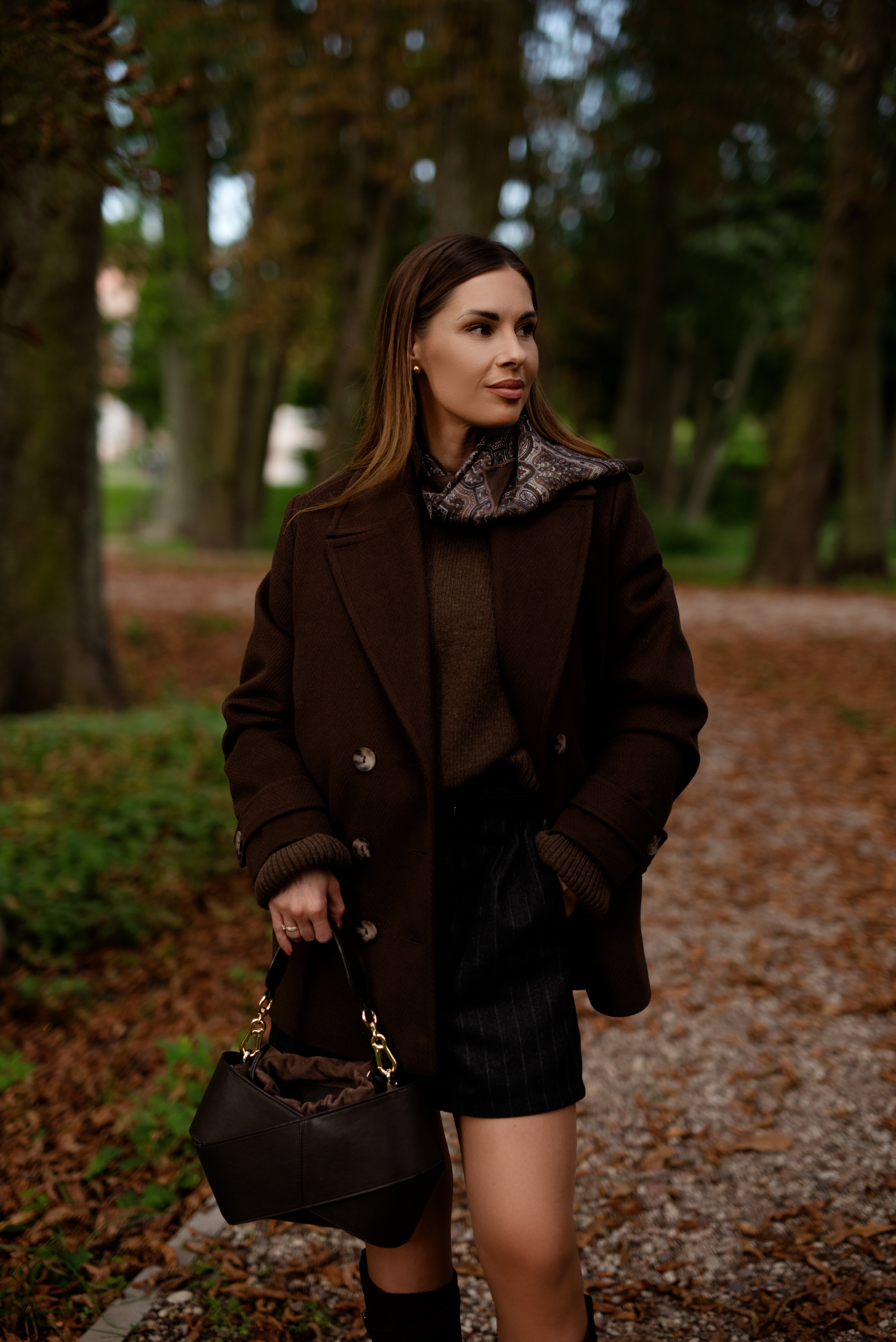 VIOLA chocolate herringbone jacket