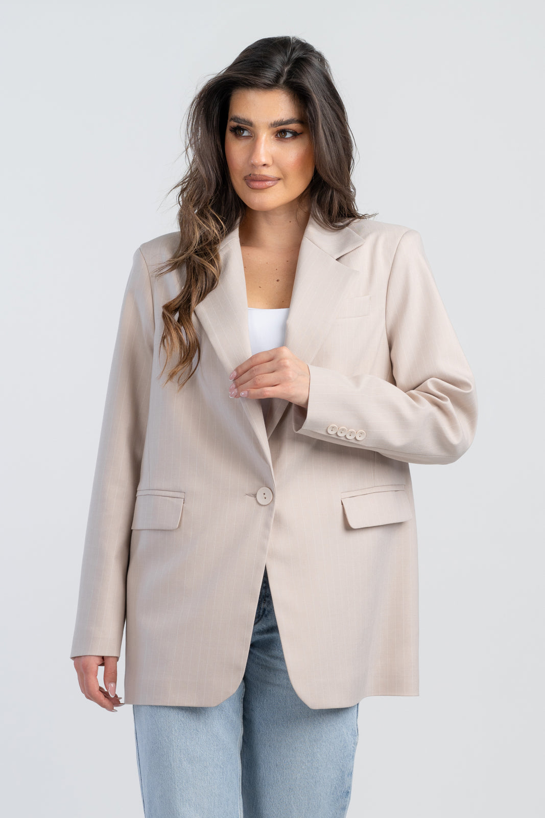 ALISON beige striped jacket