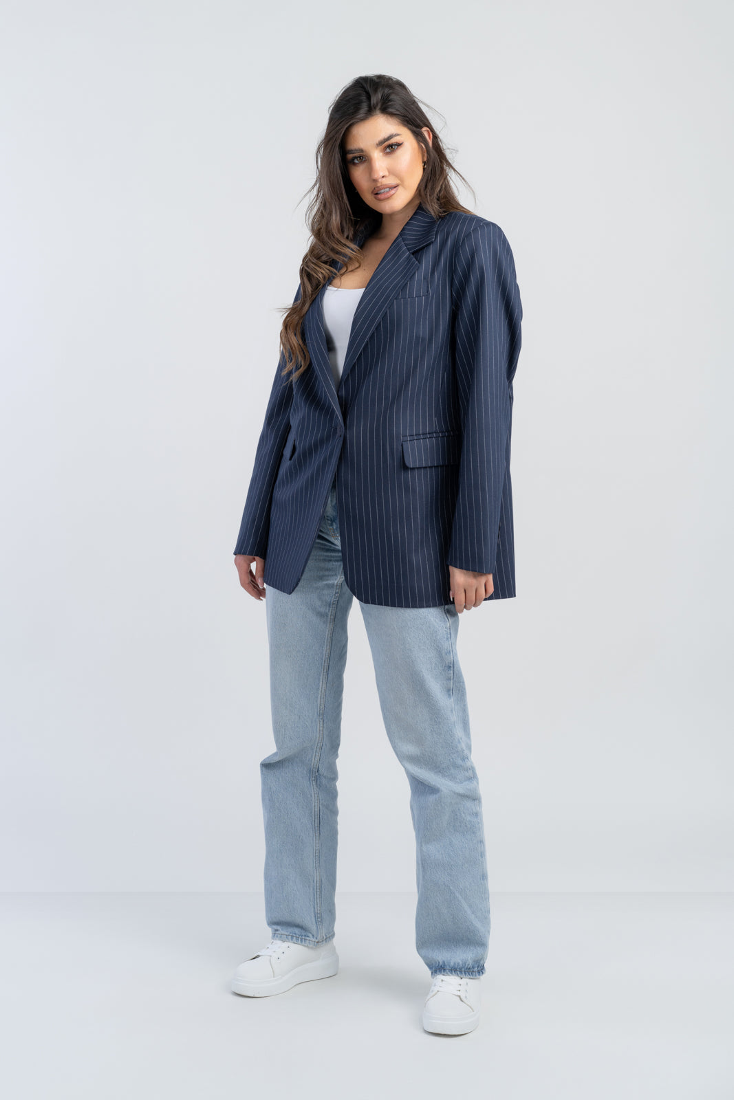 ALISON navy blue striped jacket