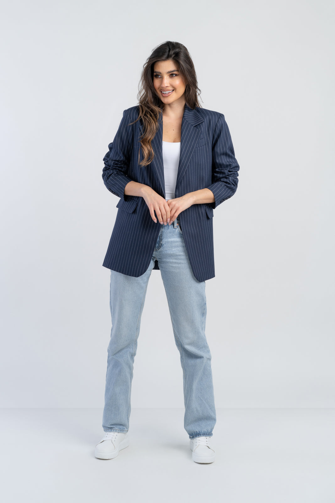 ALISON navy blue striped jacket