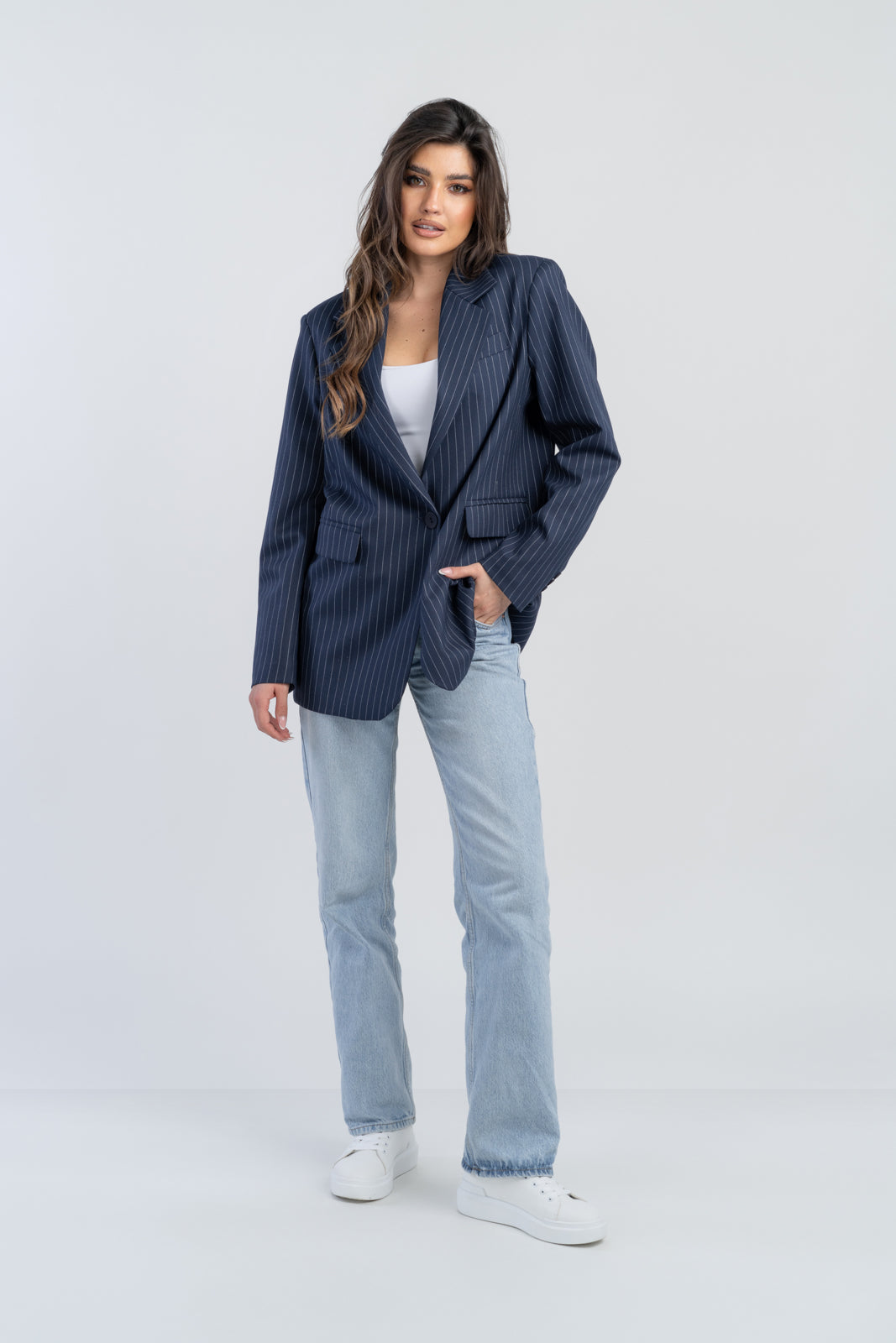 ALISON navy blue striped jacket