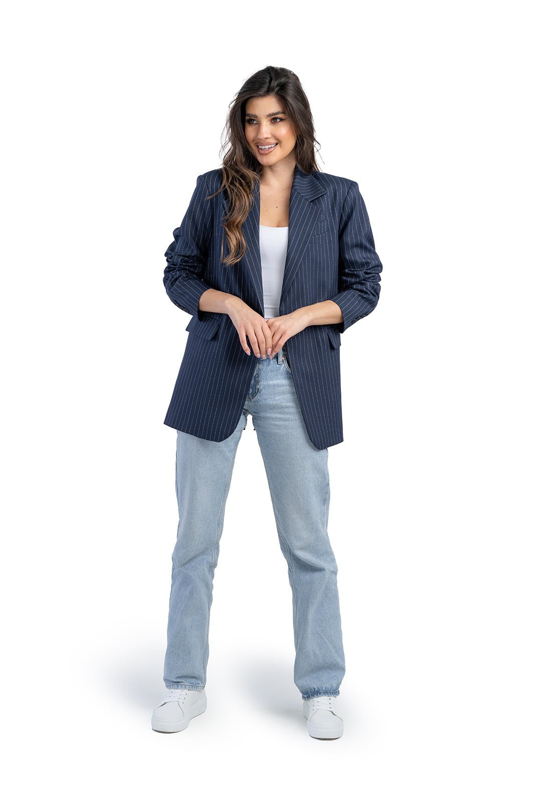 ALISON navy blue striped jacket