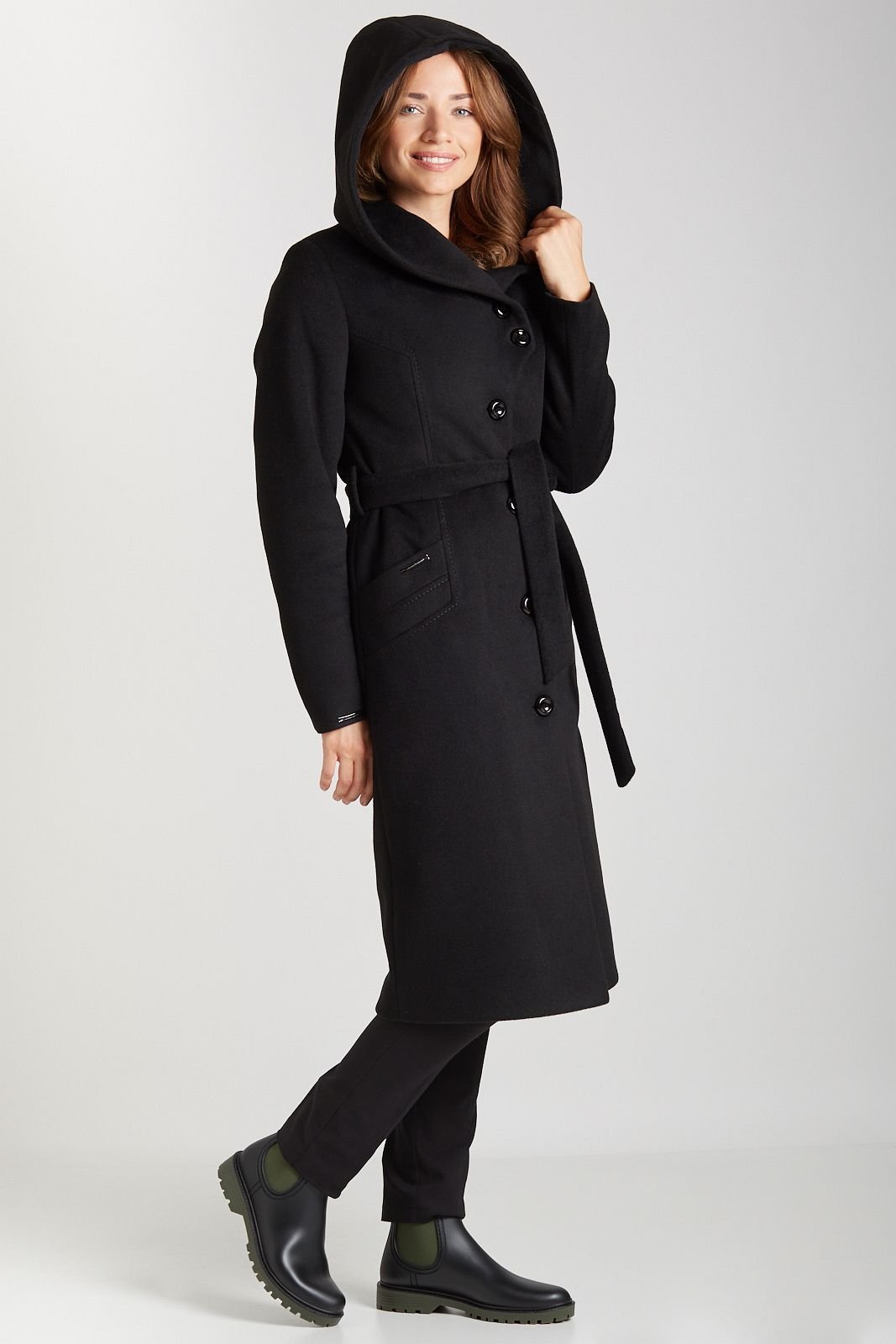MARIKA black alpaca coat 