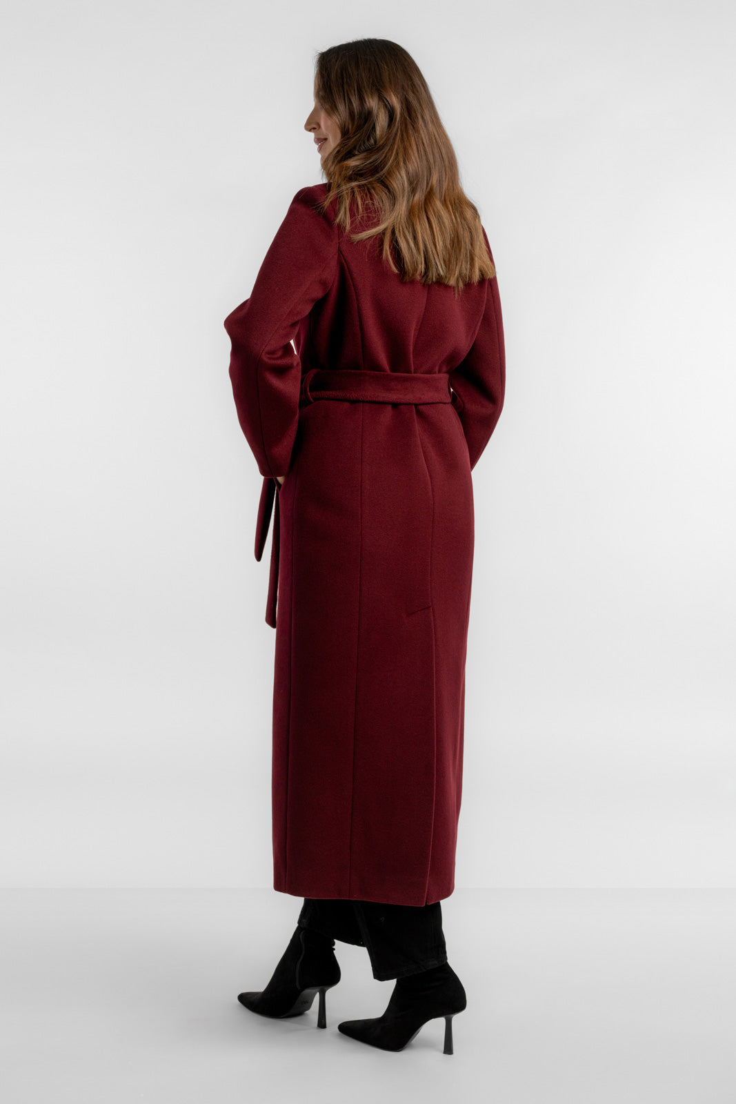 Verona Burgundy Alpaca Coat - salme.pl
