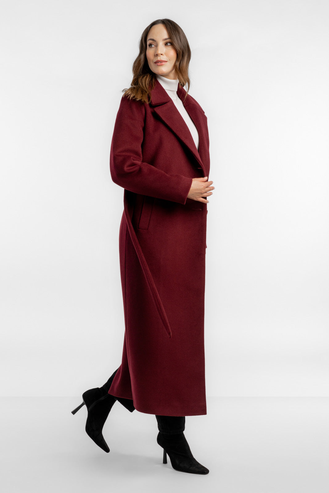 Verona Burgundy Alpaca Coat - salme.pl