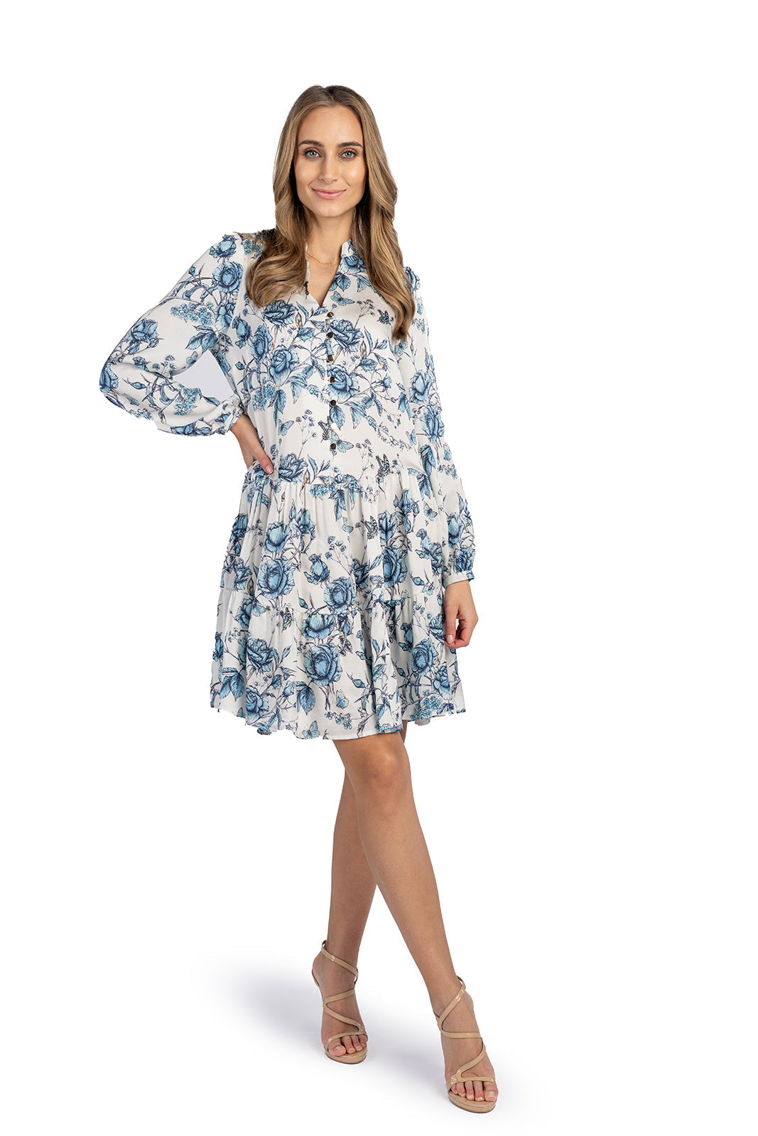 AURORA dress blue flowers