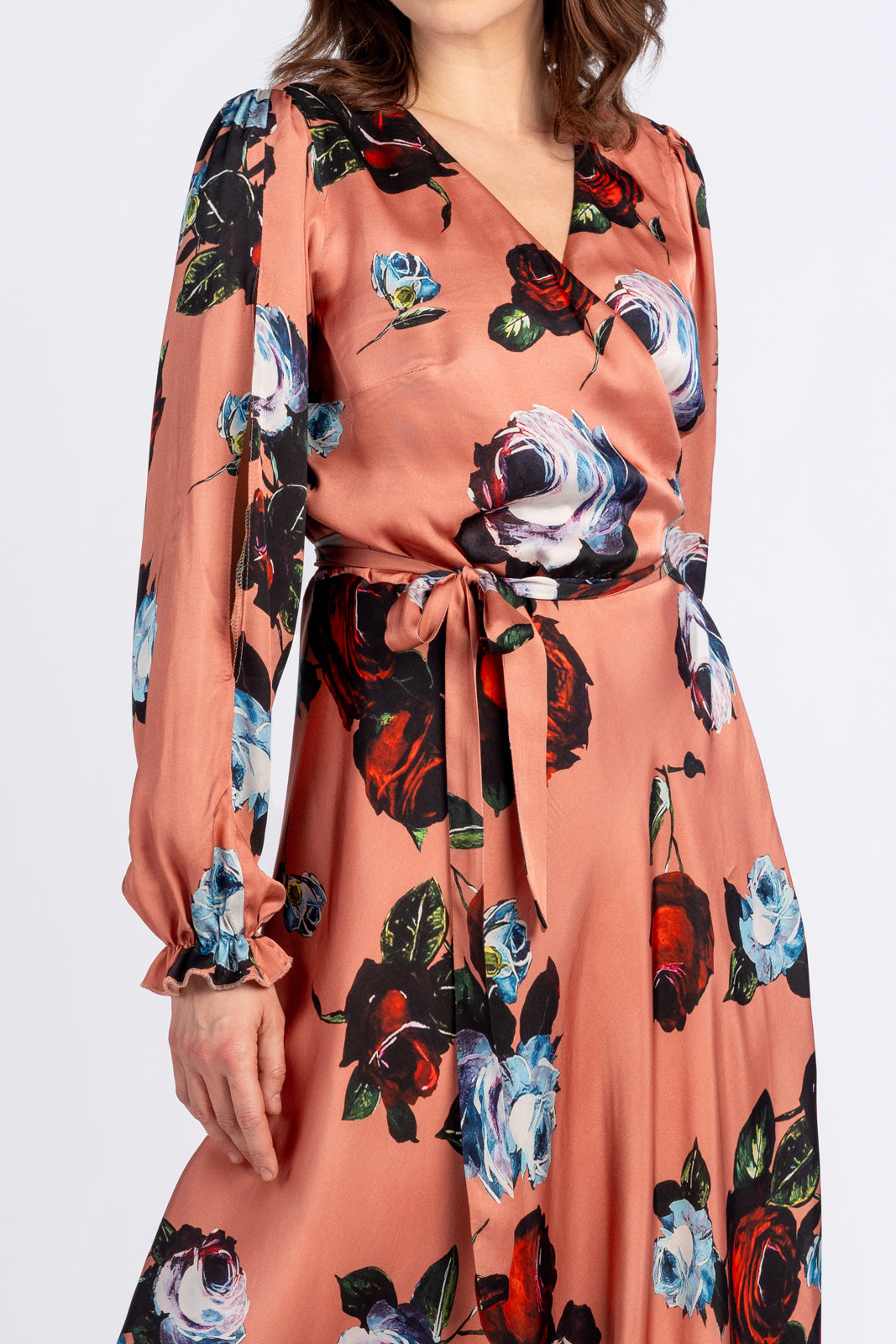 JASMINE dress, orange with roses