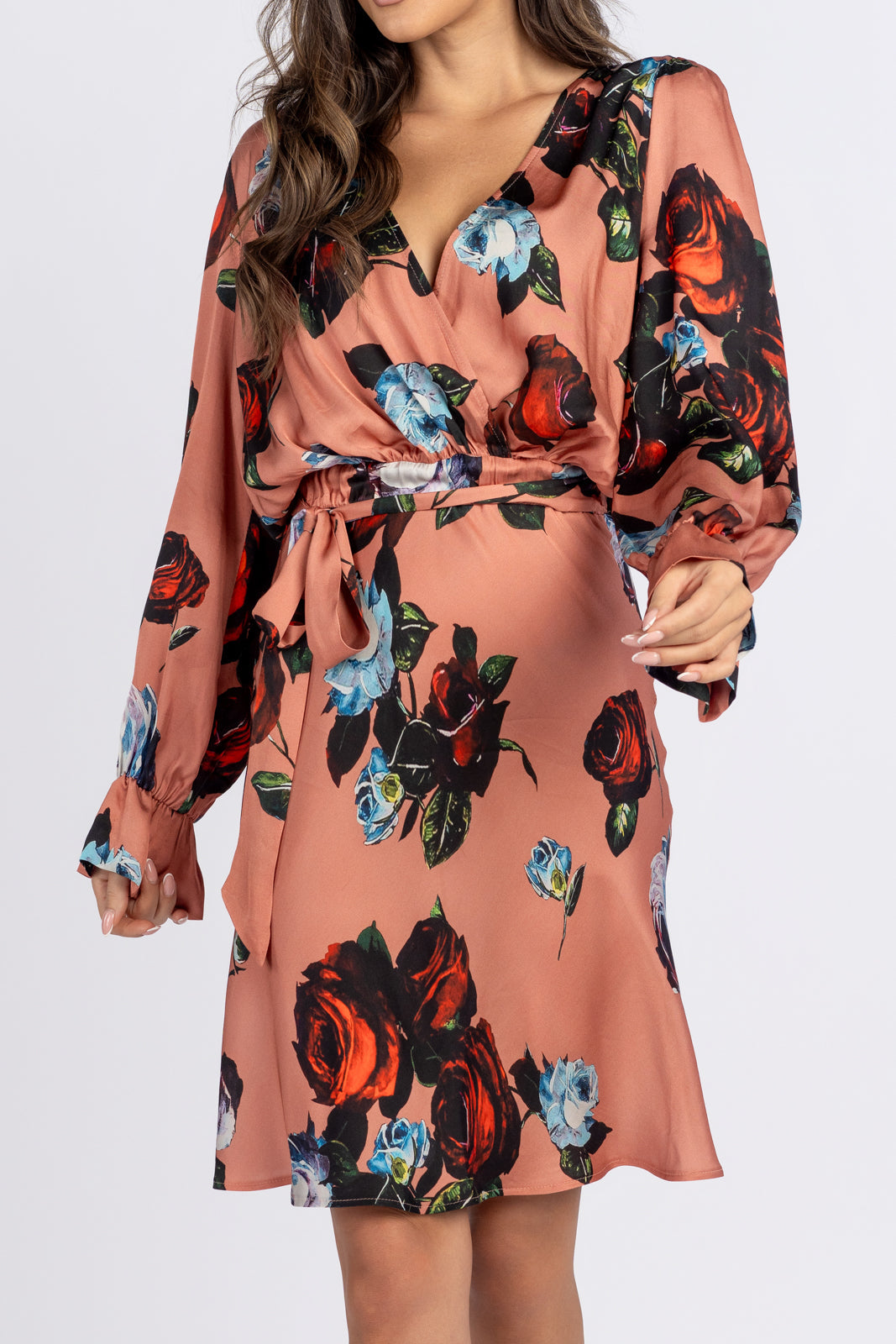 LEA dress, orange with roses